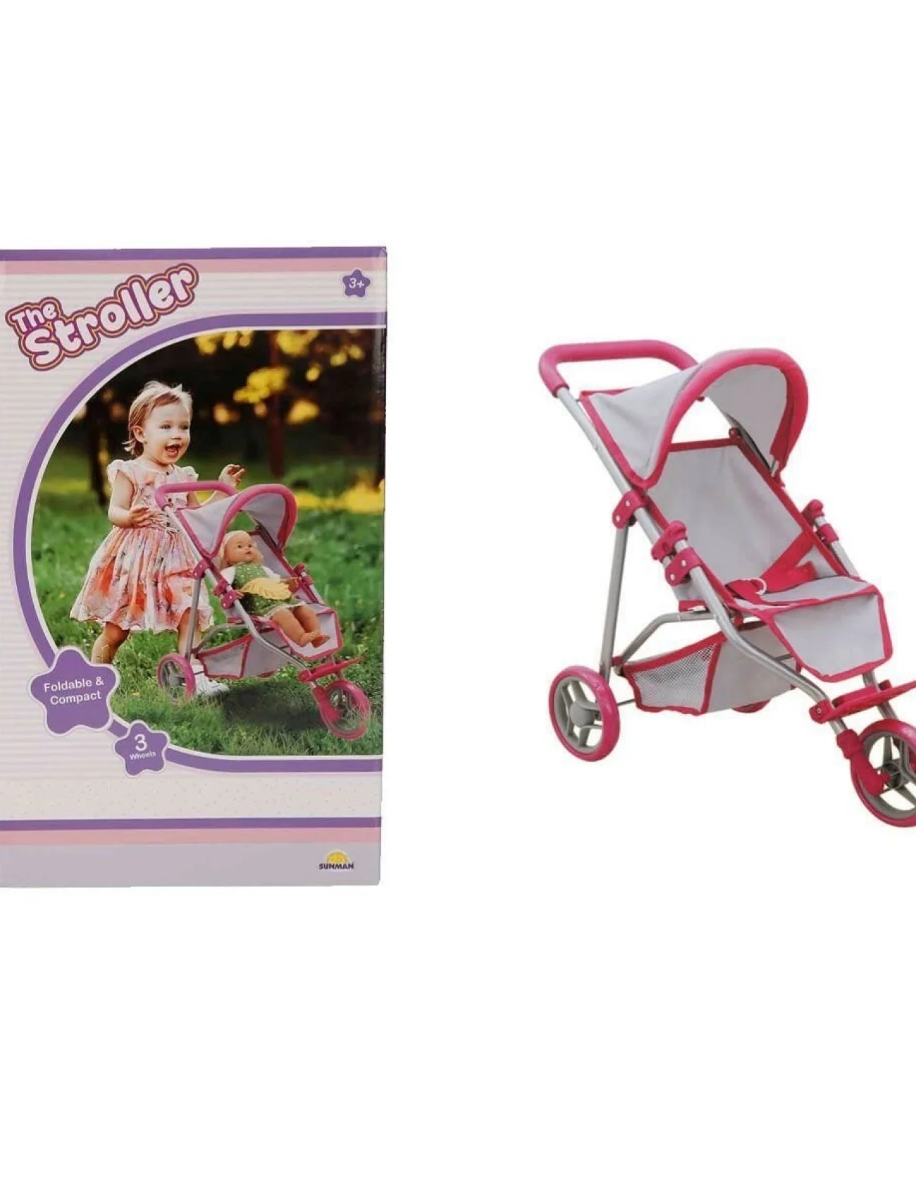 9614  3 Tekerlekli Pembe Gri Puset -Sunman