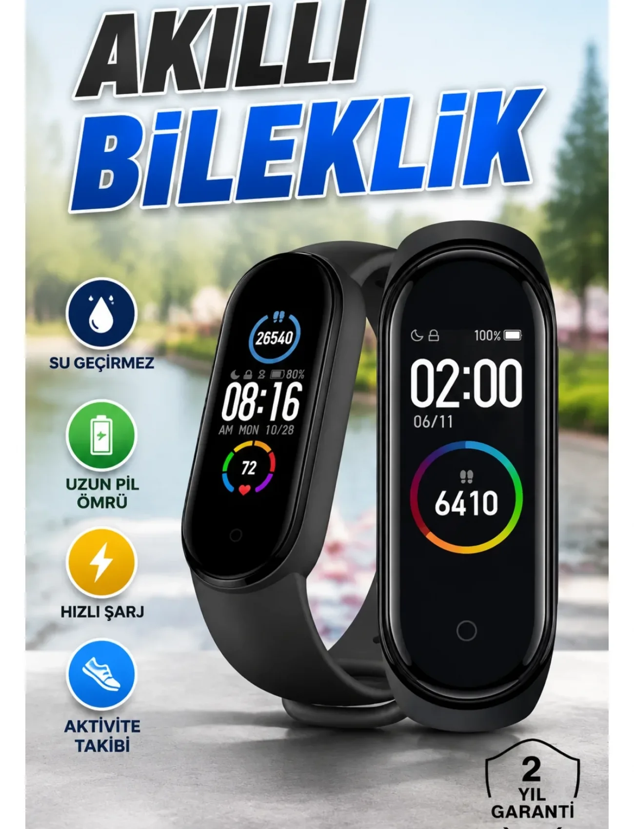 Akıllı Bileklik Su Geçirmez Bileklik, Uzun Pil Ömrü ve Hızlı Şarj Özelliği