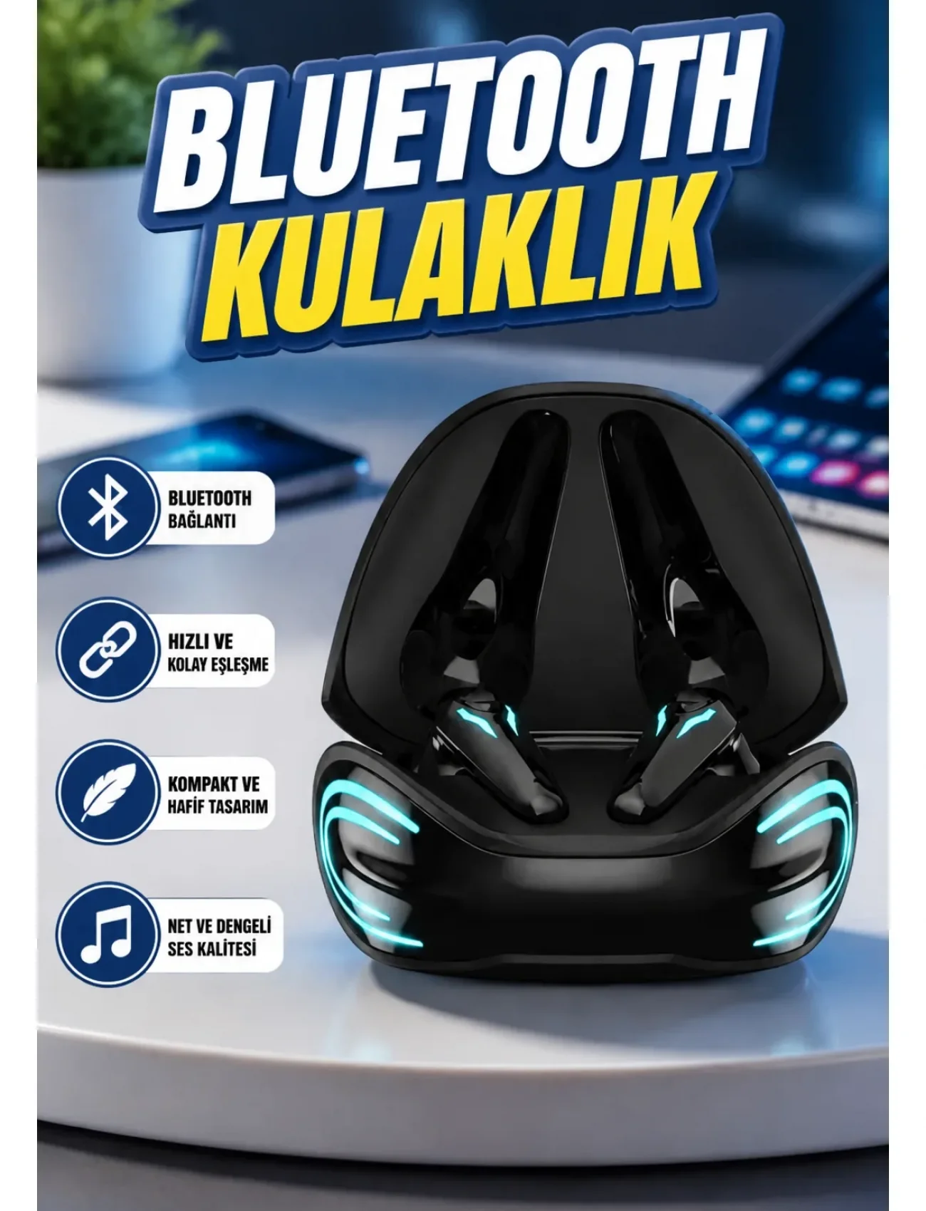 Android ve İOS Uyumlu Bluetooth Kulaklık Mini