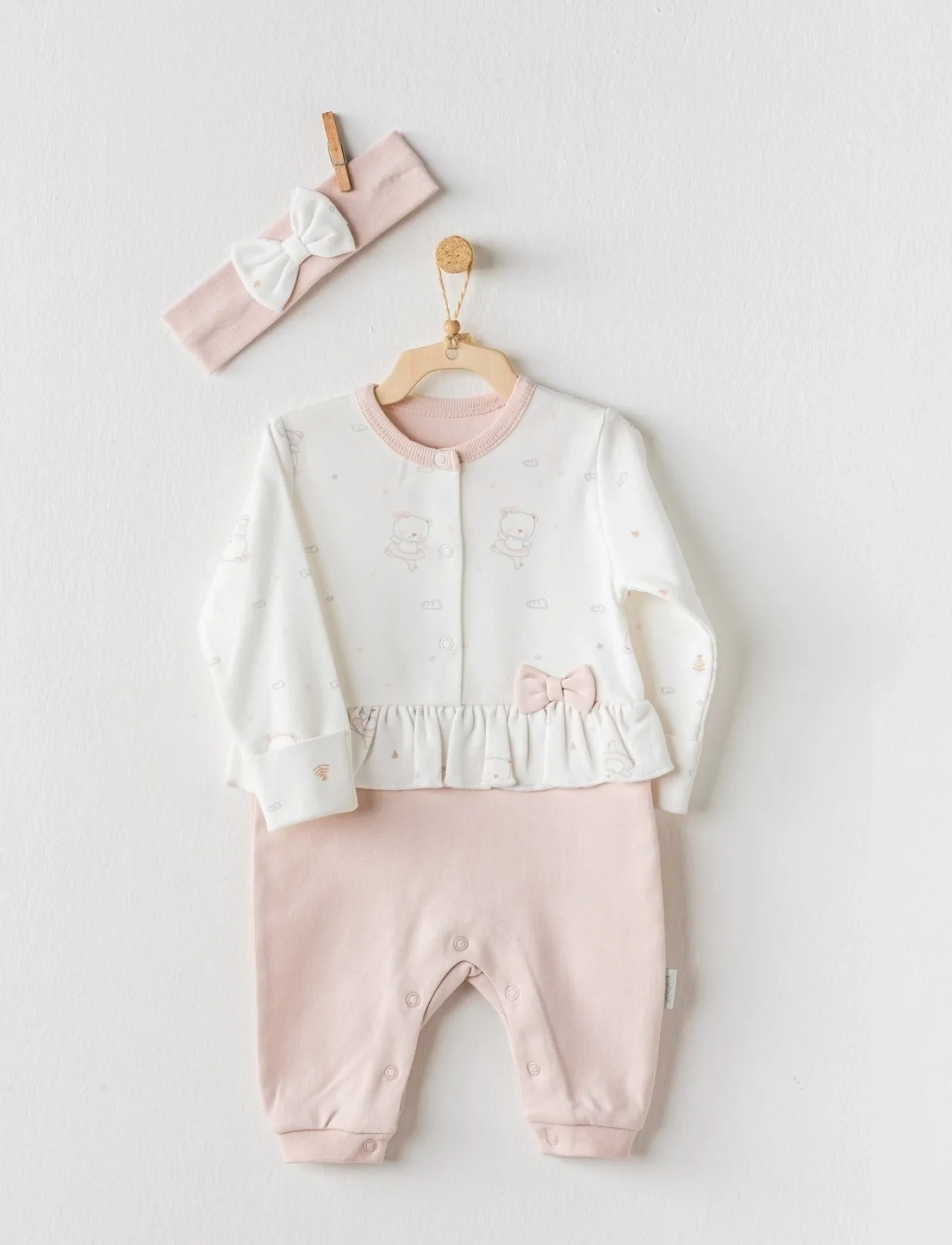 Andywawa AC24127 Ballerina Bebek Tulum Takım Ecru Pink