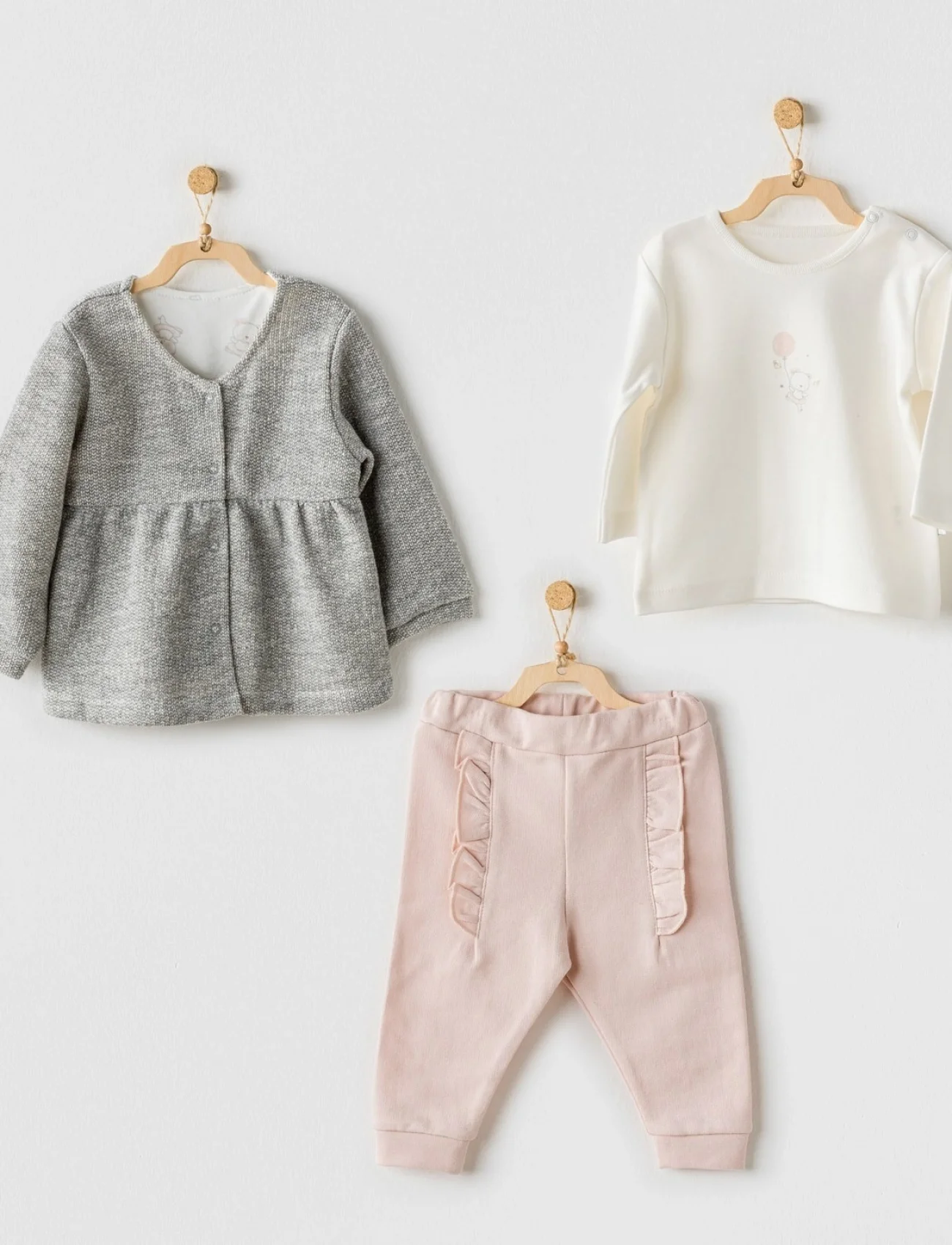 Andywawa Ac24128 Ballerina 3lü Bebe Takım Grey Ecru Pink