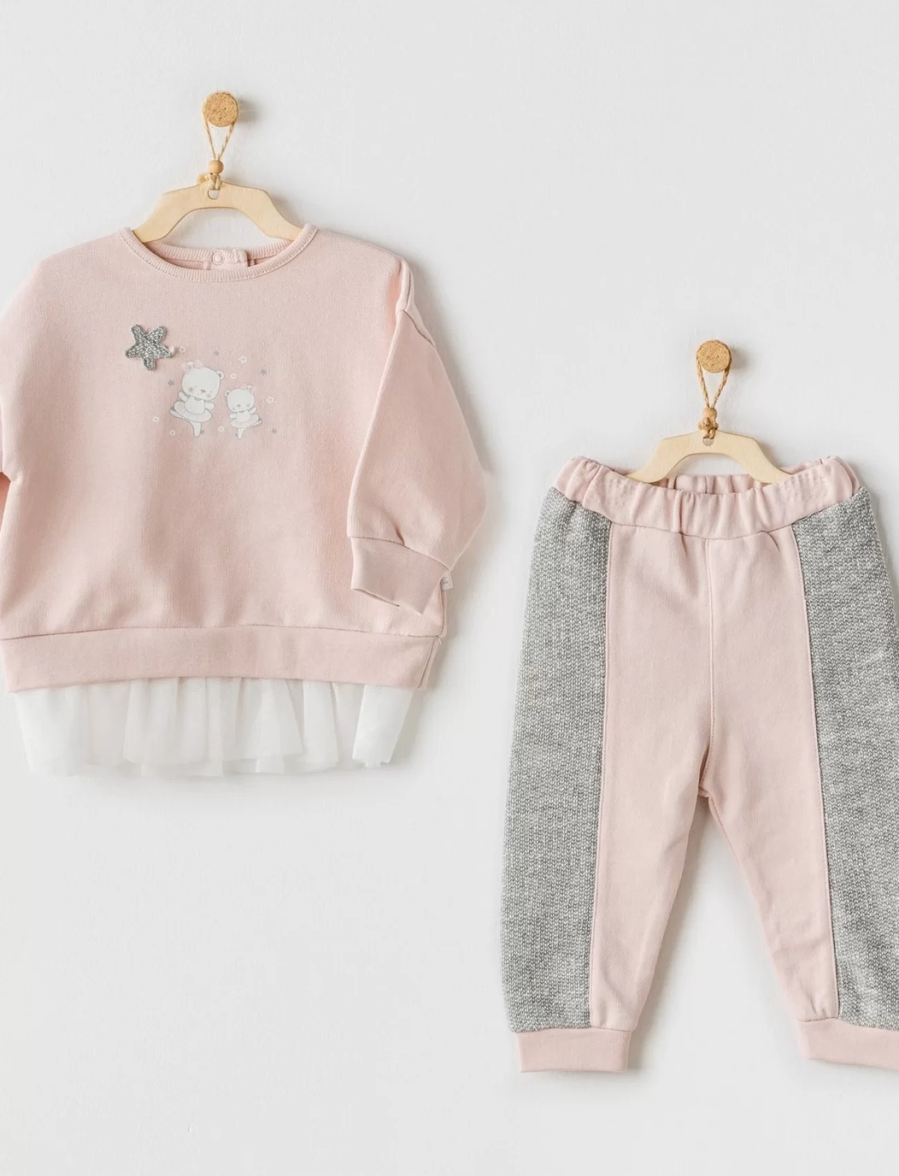 Andywawa AC24132 Ballerina 2li Bebe Takım Pink Grey