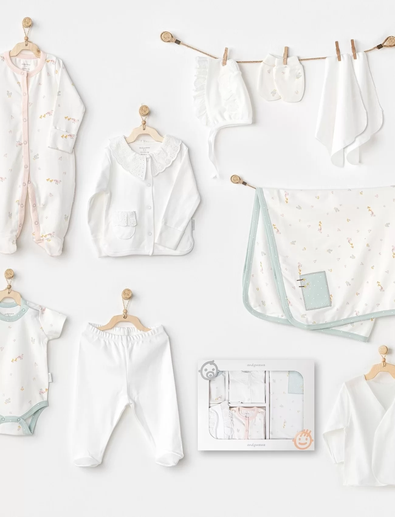 Andywawa AC24581 Newborn Duck 10Lu Hastane Çıkışı Ekru