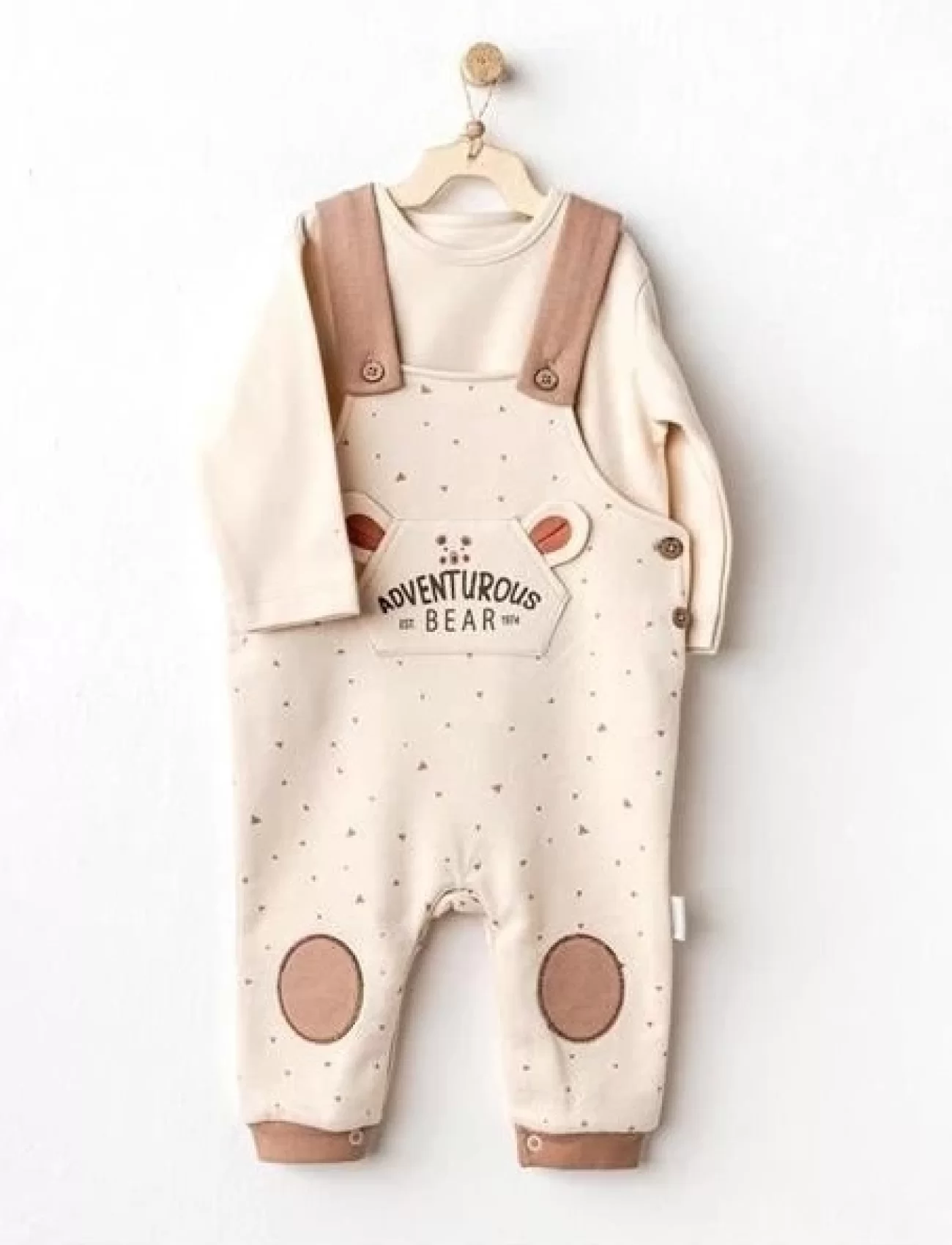 Andywawa AC25027 Adventurous Bear Bebek Salopet Takım Beige