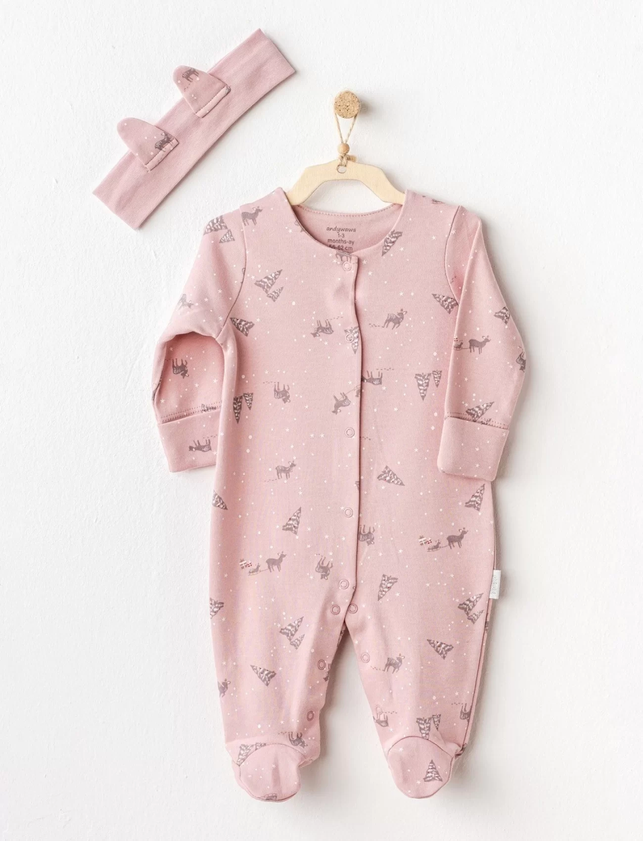 Andywawa AC25044 Puppy Gazelle Bebe Tulum Takım Pink