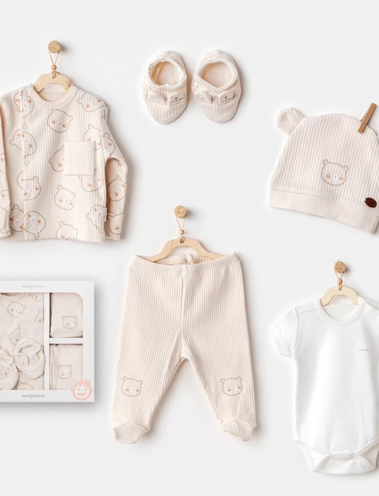 Andywawa Ac25180 Bear Time 5li Hastane Çıkışı Light Beige
