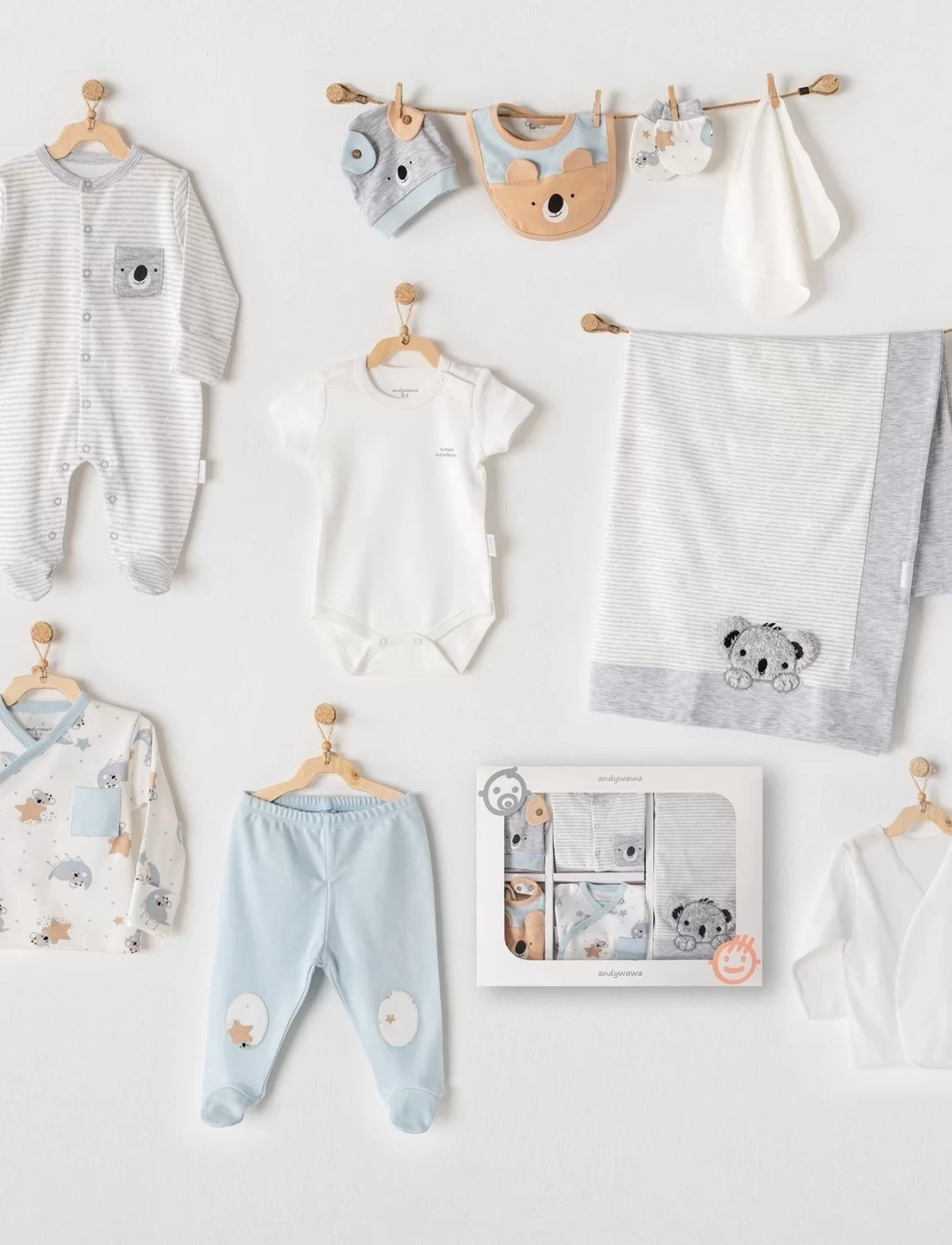 Andywawa AC25291 Koala 10 Parça Hastane Çıkışı Grey Melange