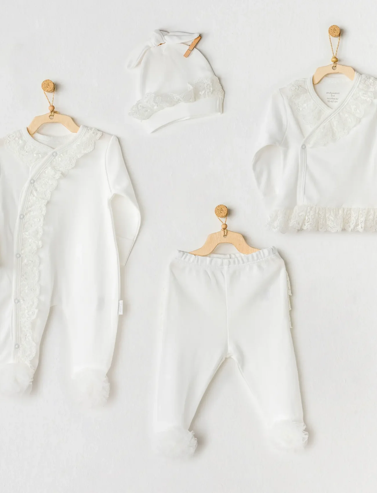 Andywawa Ac25312 Newborn Chic Girl Tüllü 4lü Hastane Çıkışı Ekru