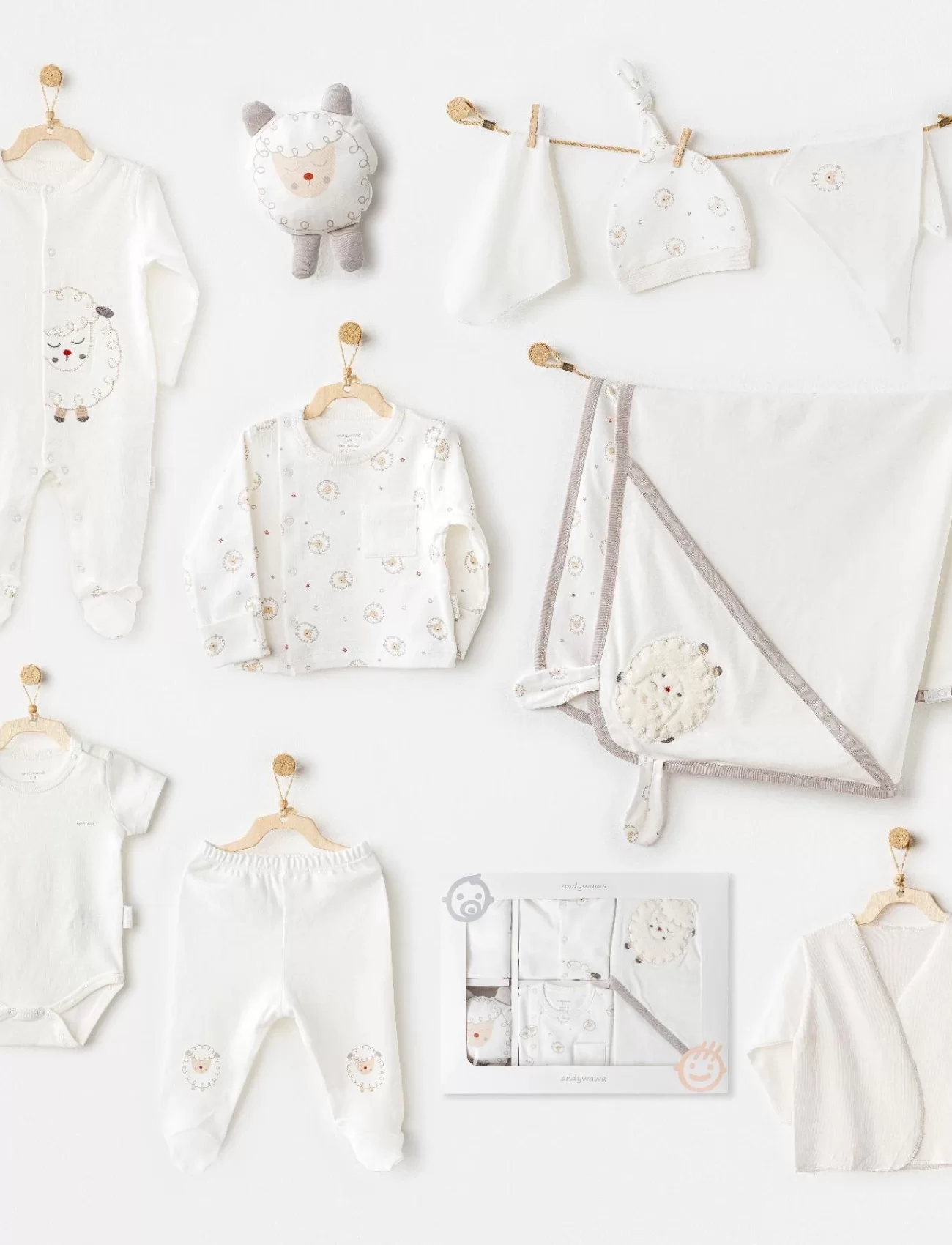 Andywawa Ac25561 Newborn Set Tinny Ships 10lu Hastane Çıkışı Ekru