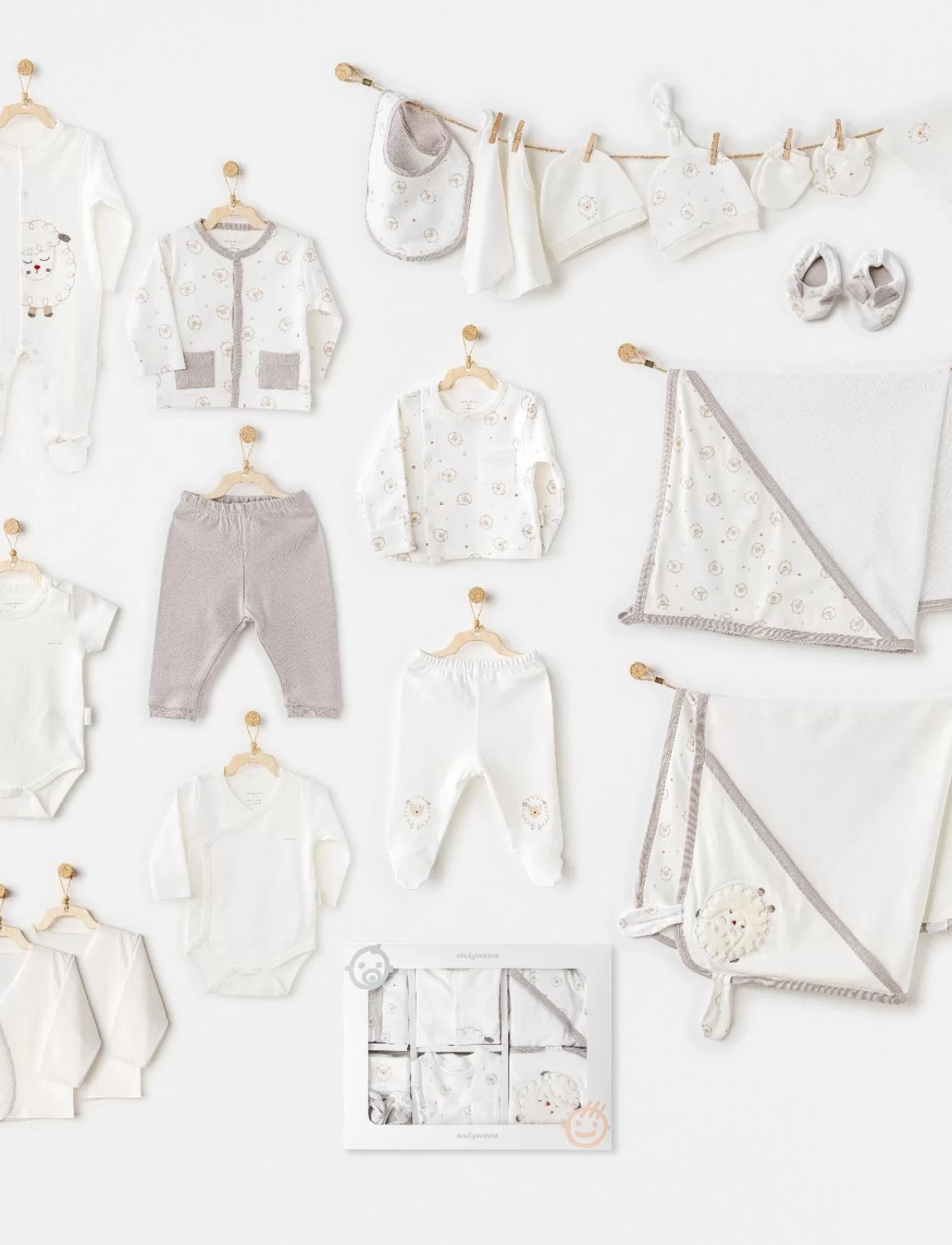 Andywawa Ac25562 Newborn Set Tinny Ships 20li Hastane Çıkışı Ekru