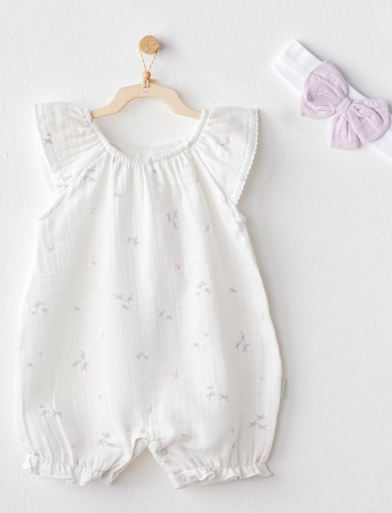 Andywawa Ac25573 Magical Butterfly Müslin Bebek Tulum Takım White
