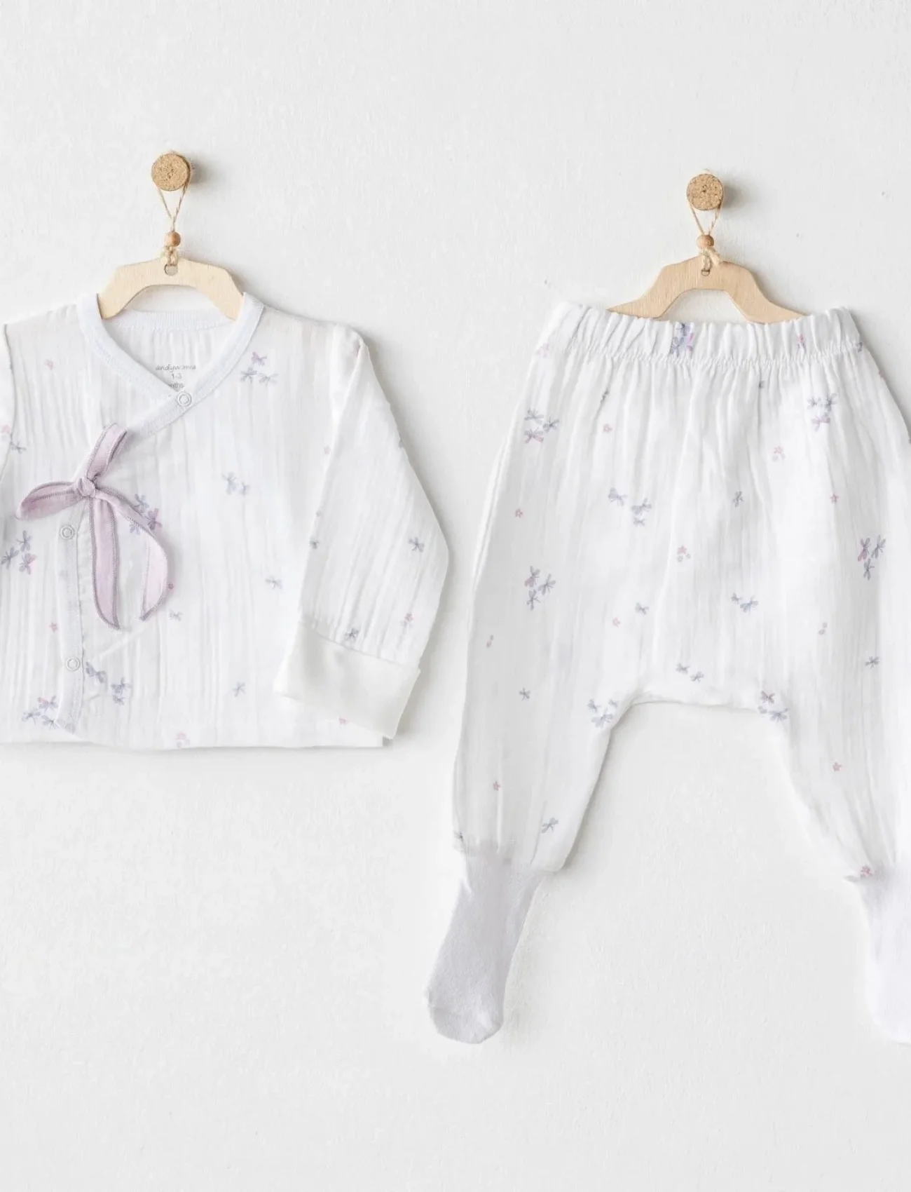 Andywawa Ac25584 Magical Butterfly Müslin 2li Zıbın Takım White