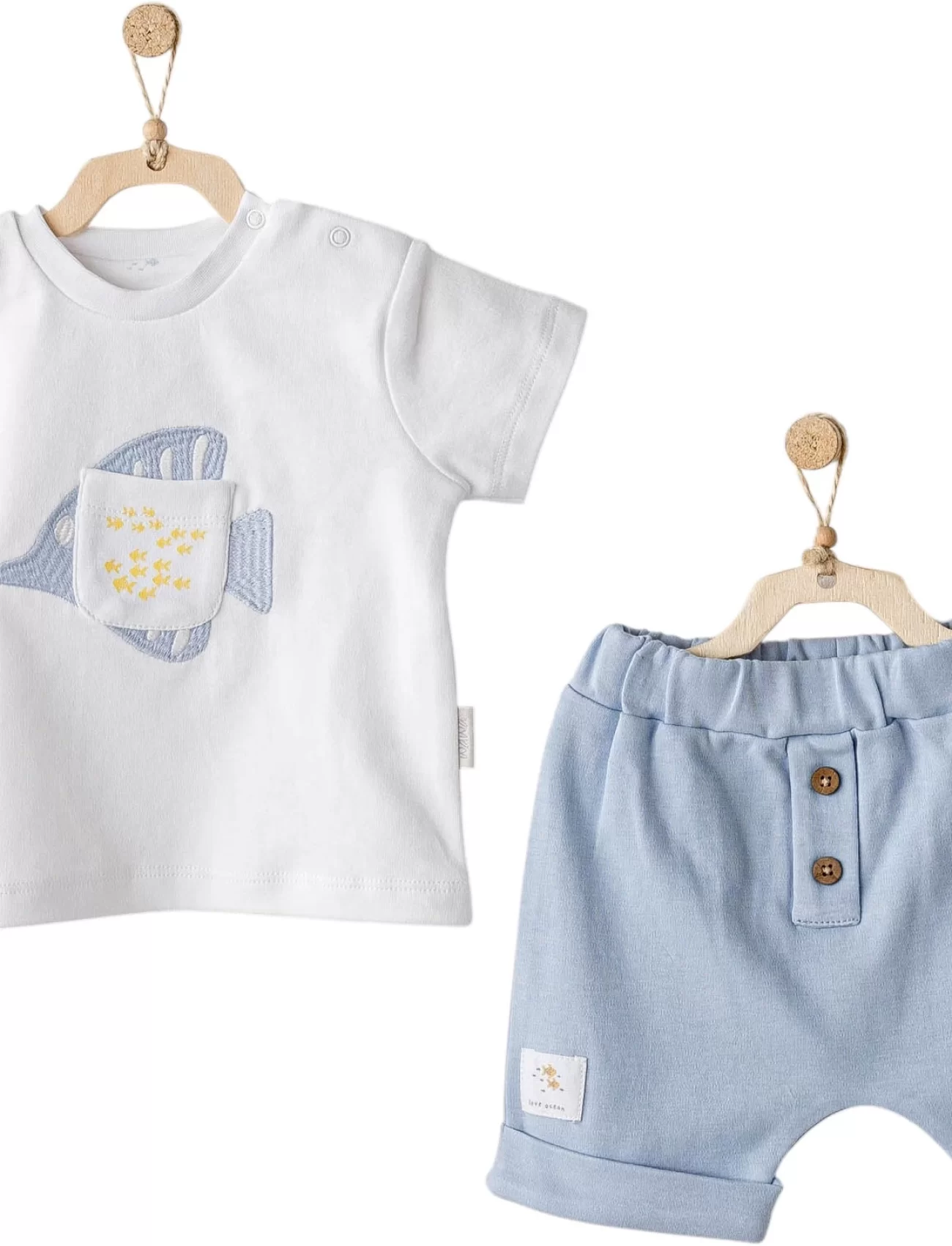 Andywawa Ac25608 Ocean İs My Happy Place 2li Bebe Takım Blue