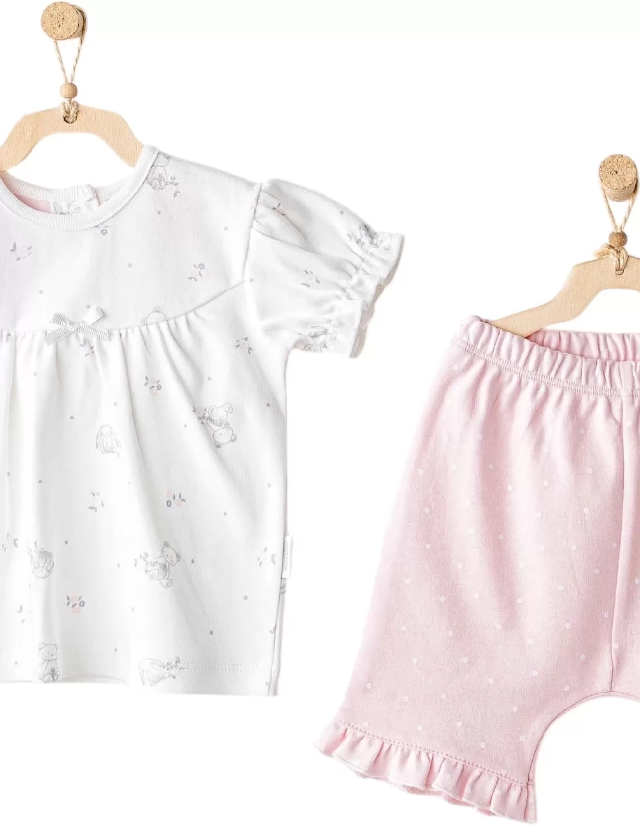 Andywawa Ac25631 Cuddly Bunny Bear 2li Bebe Takım Pink