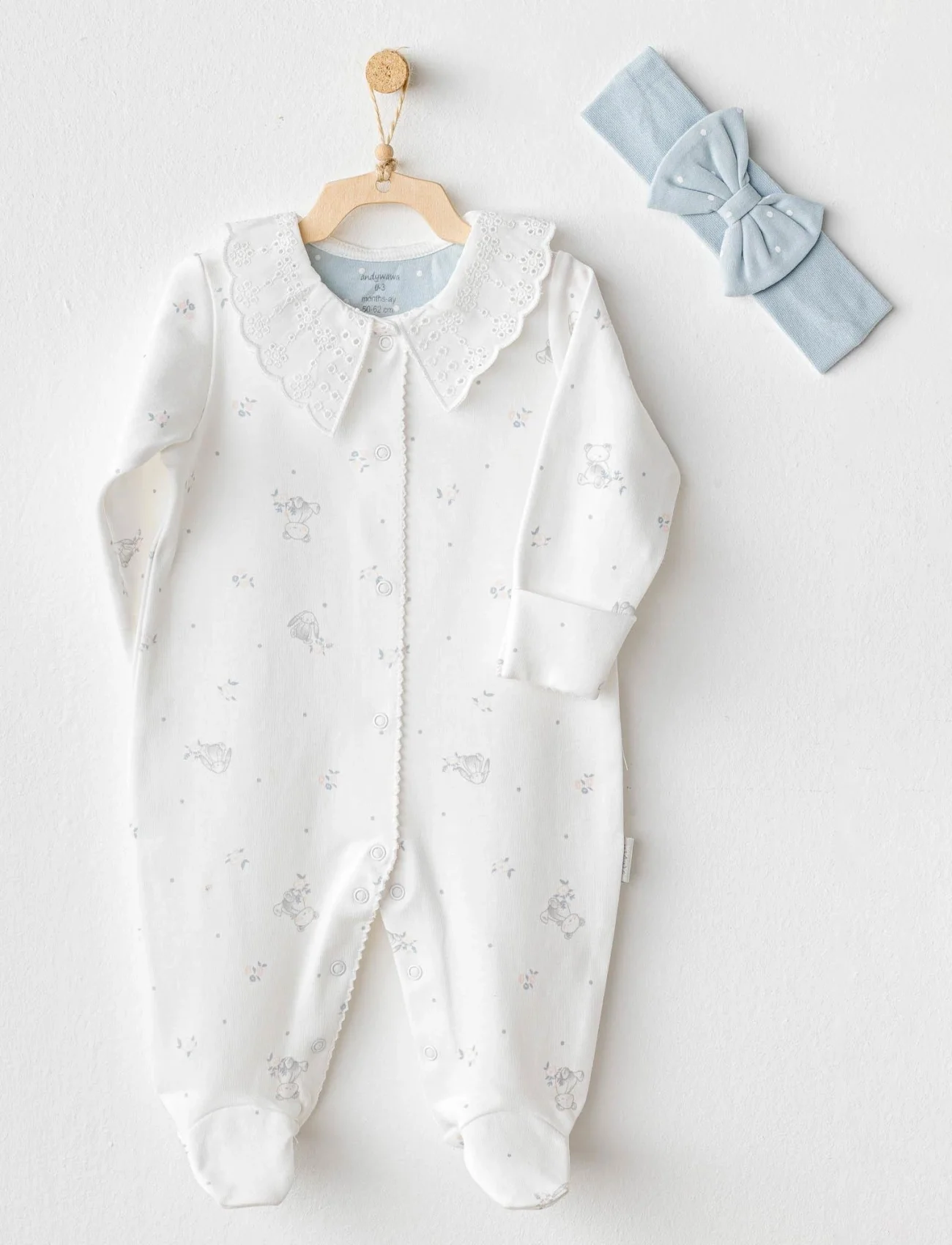 Andywawa Ac25644 Cuddly Bunny Bear Tulum Takım Ekru