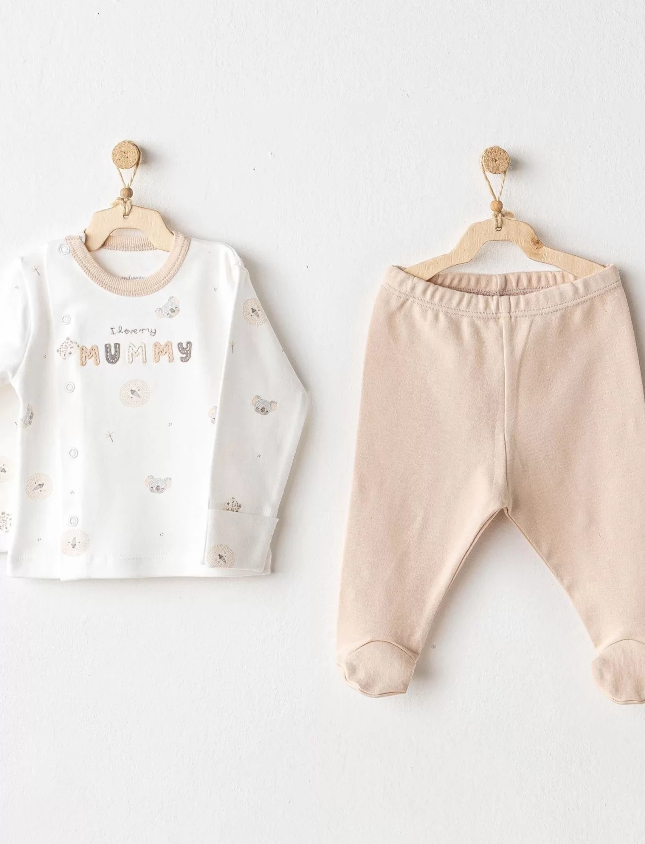 Andywawa Ac25849 Happy Animals 2li Zıbın Set Beige