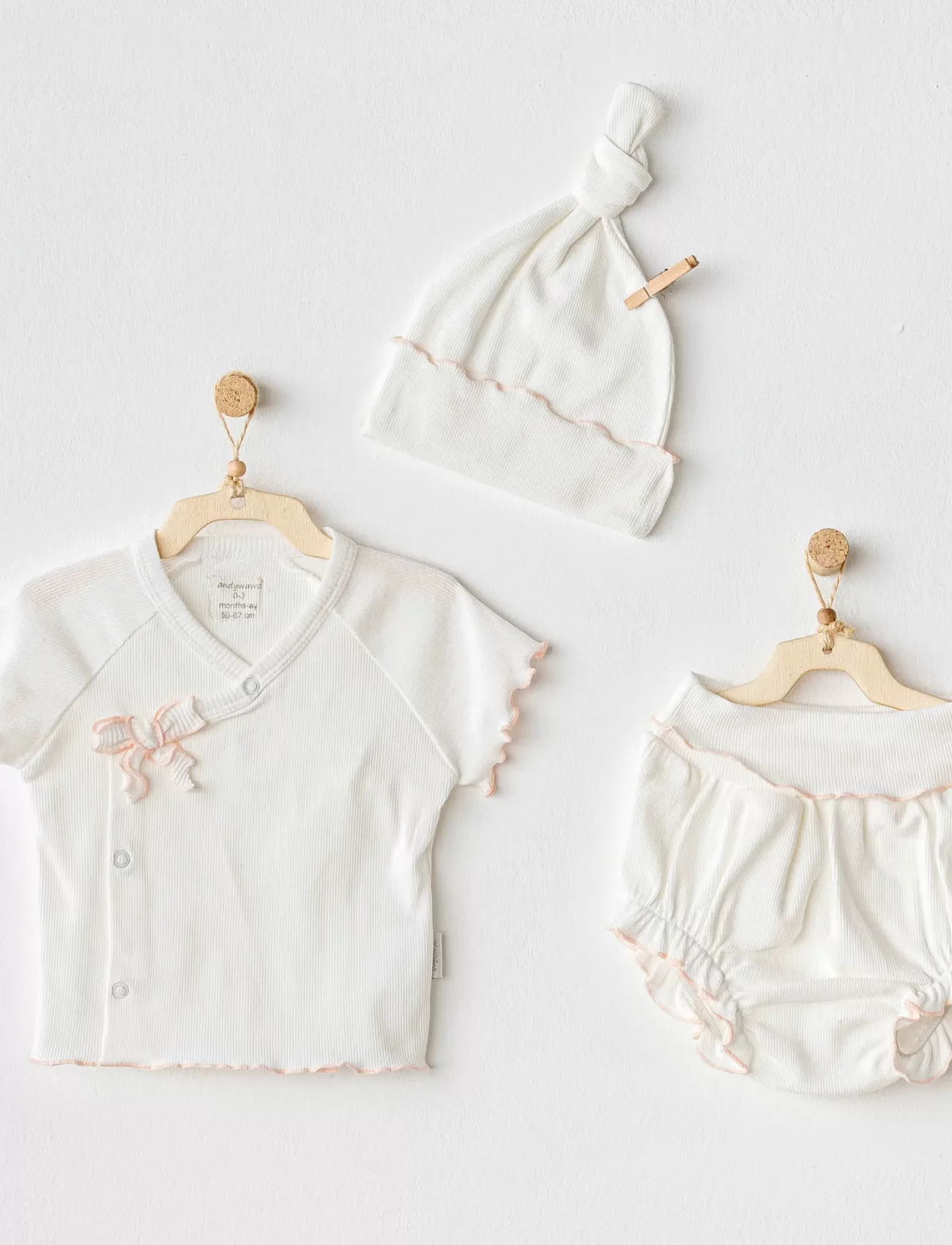 Andywawa Ac25899 3lü Basic Bebe Takım Ekru