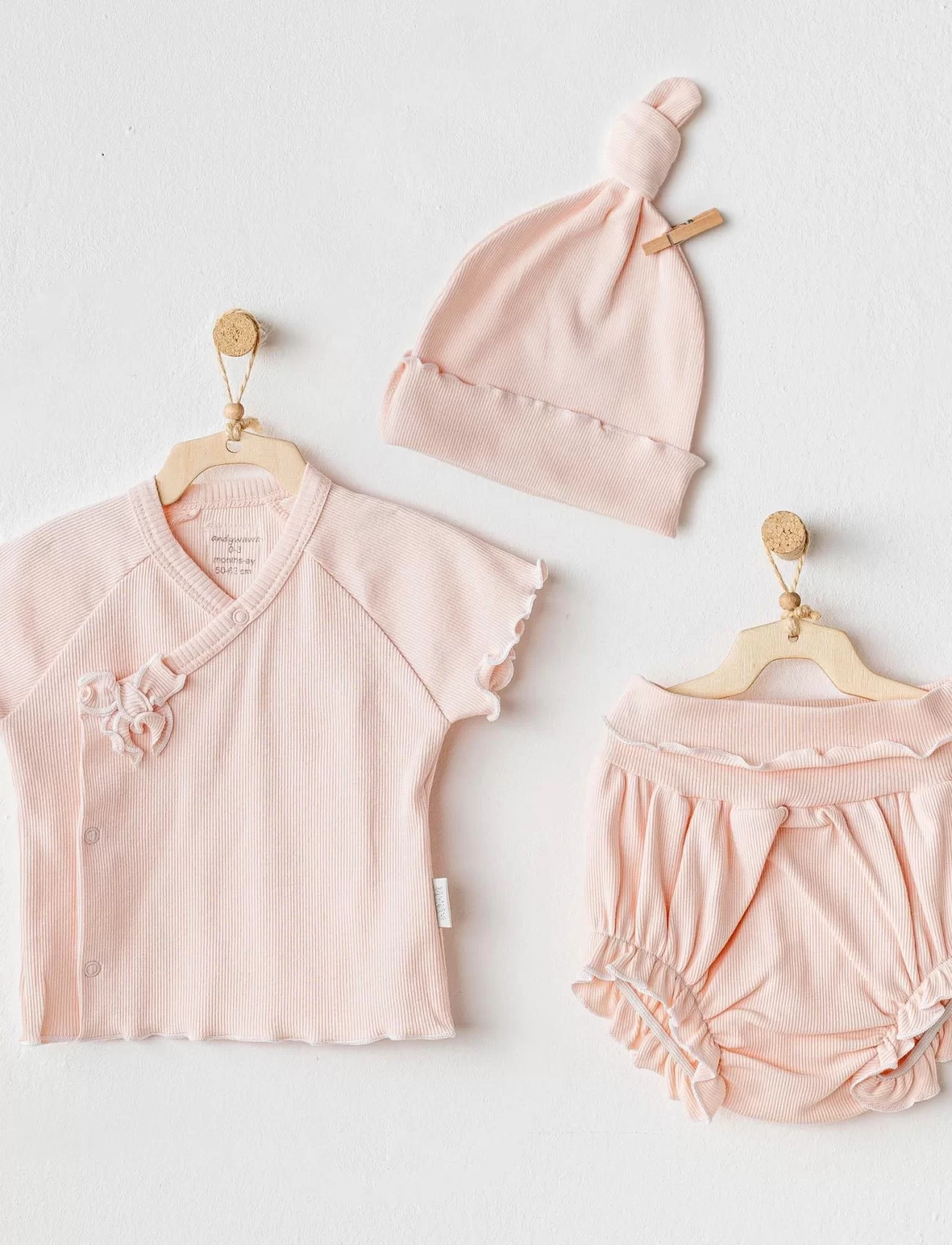 Andywawa Ac25899 3lü Basic Bebe Takım Salmon
