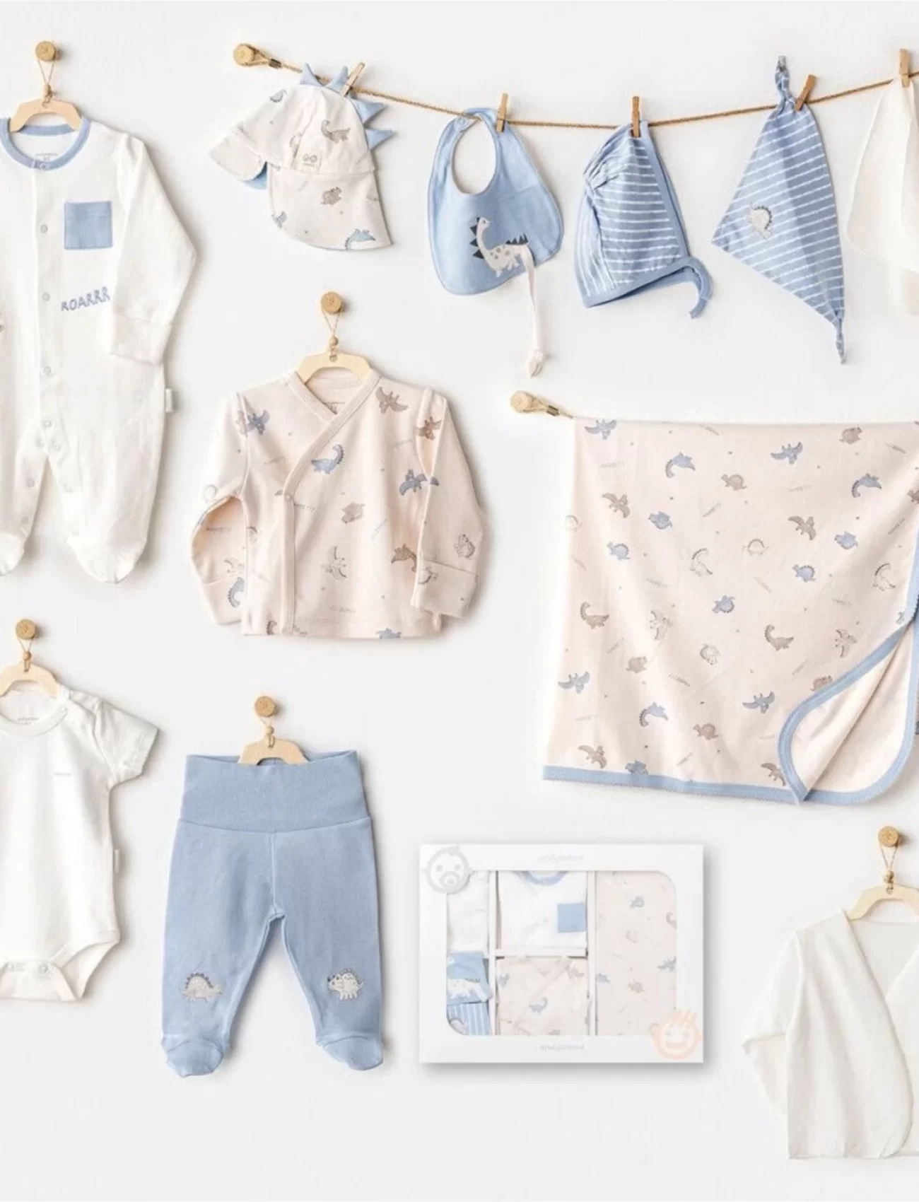Andywawa Ac25911 Newborn Set Dino 10lu Hastane Çıkışı Beige