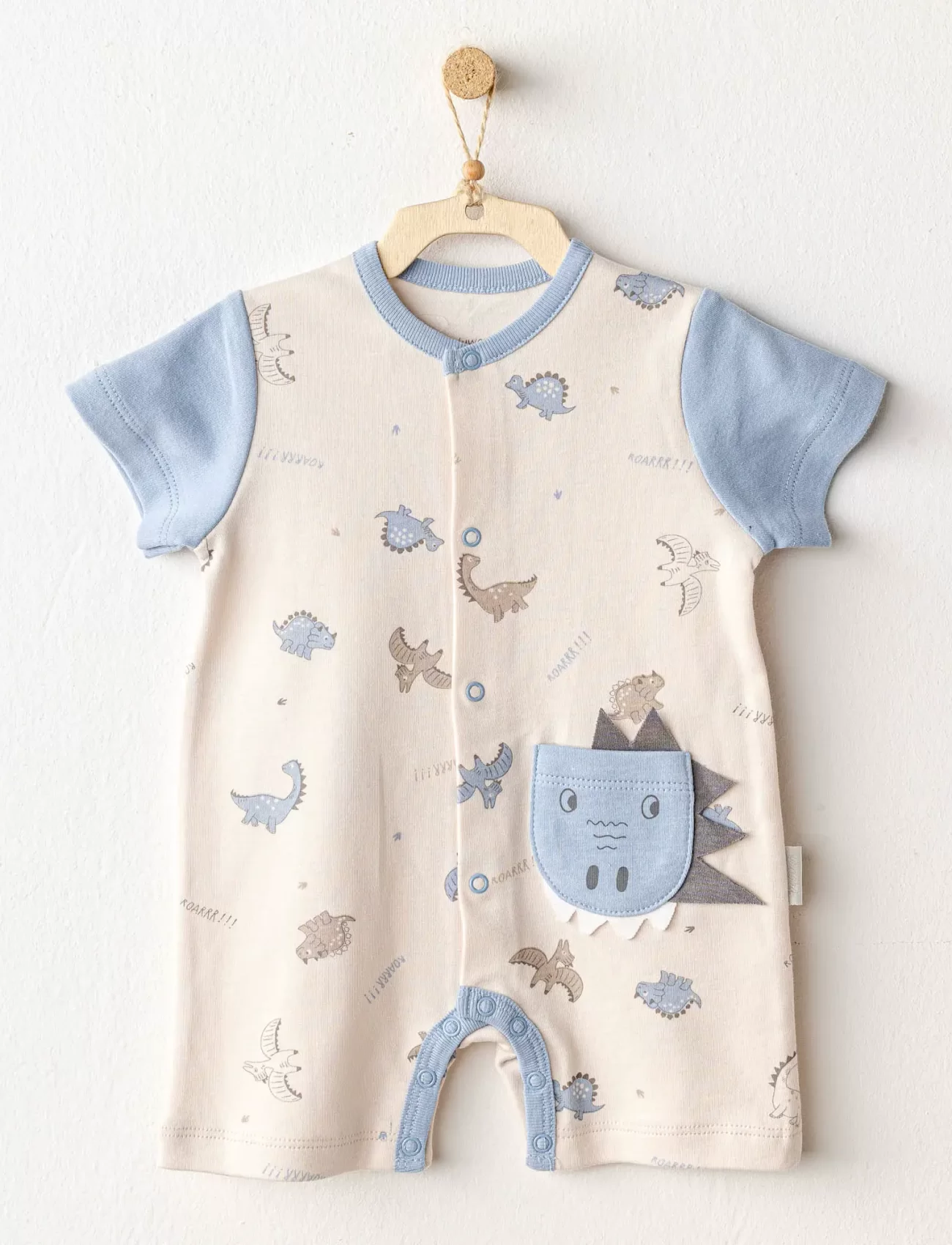 Andywawa Ac25917 Romper Dino Bebek Tulum Beige