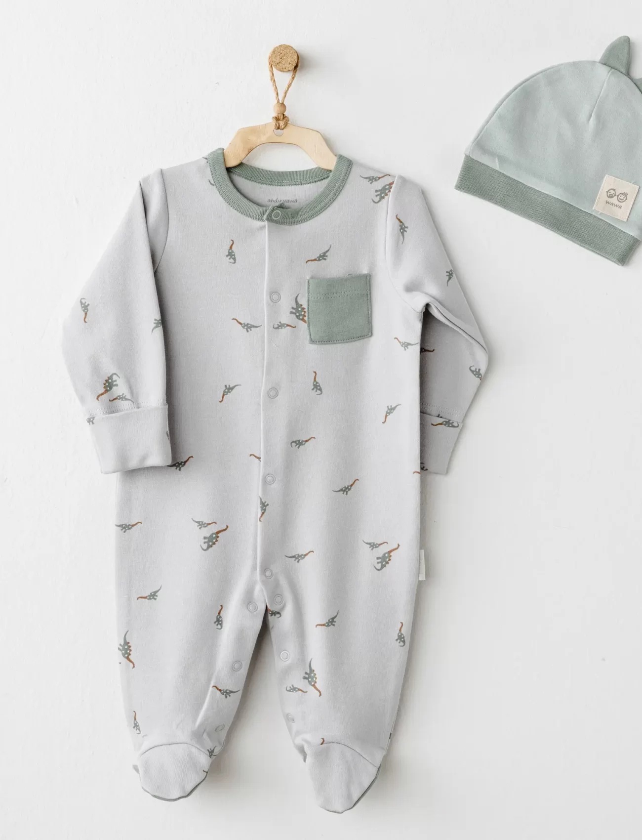 Andywawa Ac26003 Mummy S Snuggle Saurus Tulum Takım Green