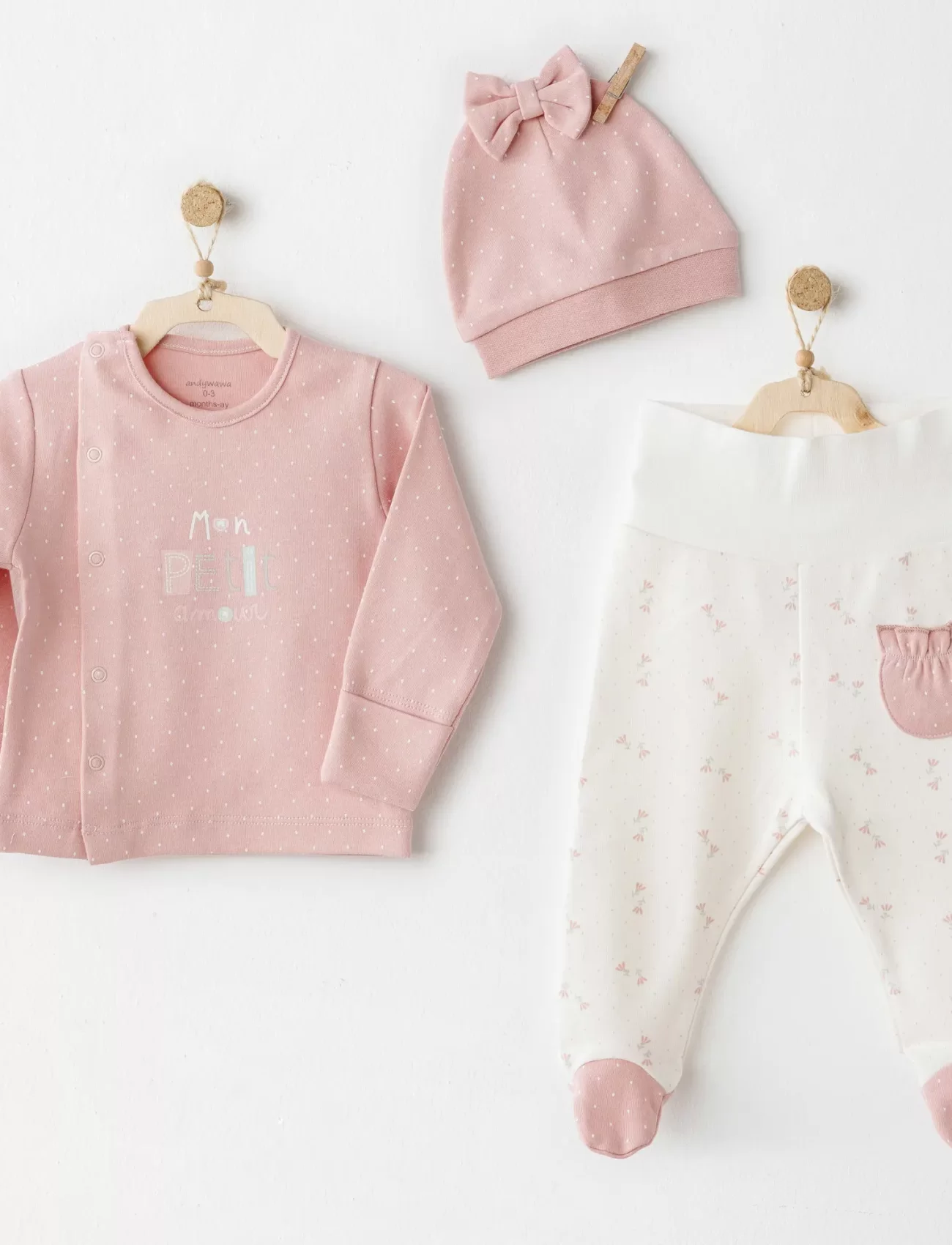 Andywawa Ac26086 Mon Petit Amour 3lü Zıbın Takım Pink