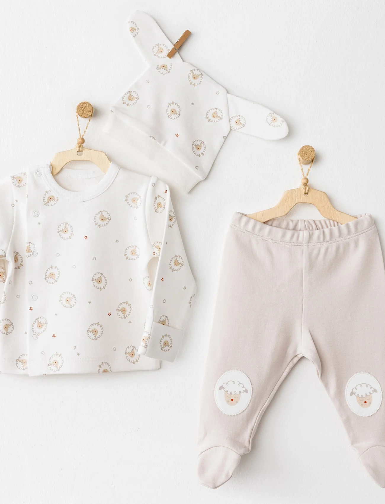 Andywawa Ac26158 Tinyy Sheeps 3lü Takım Ekru