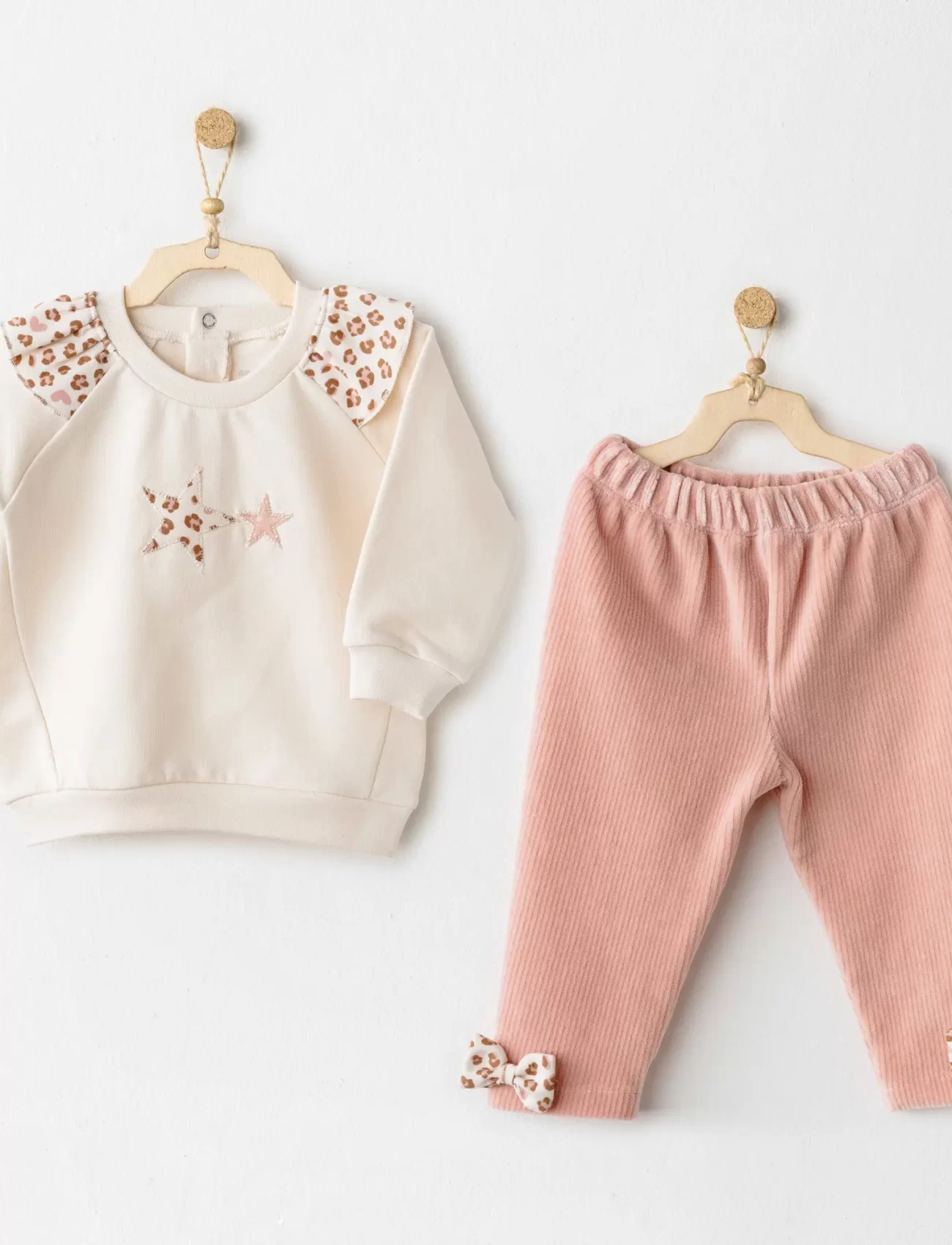 Andywawa Ac26236 Little Leopard 2li Takım Ecru Pink