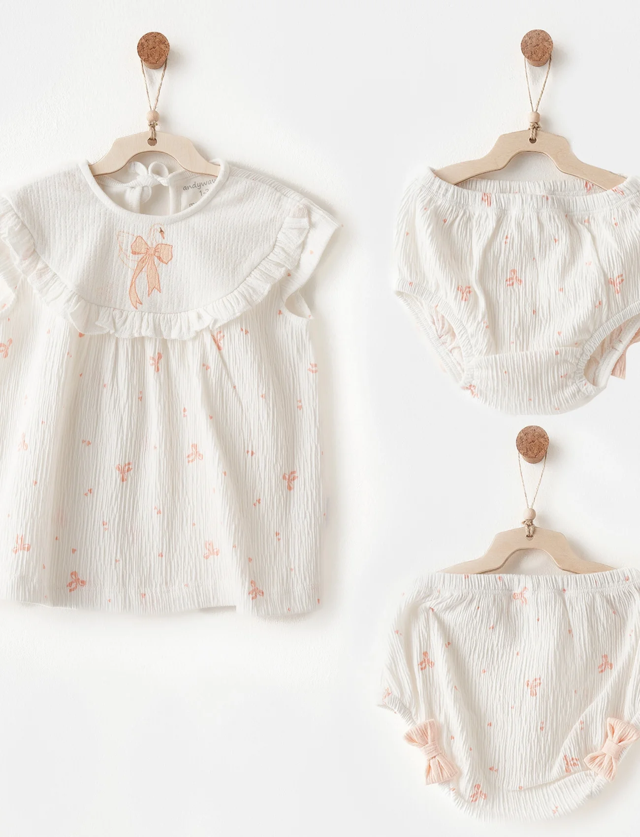 Andywawa Ac26541 Little Swan Love Elbise Takım Ekru