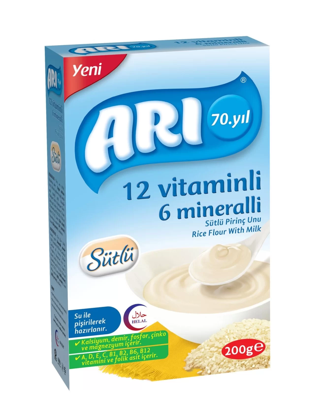 Arı 12 Vitaminli 6 Mineralli Sütlü Pirinç Unu 200 Gr