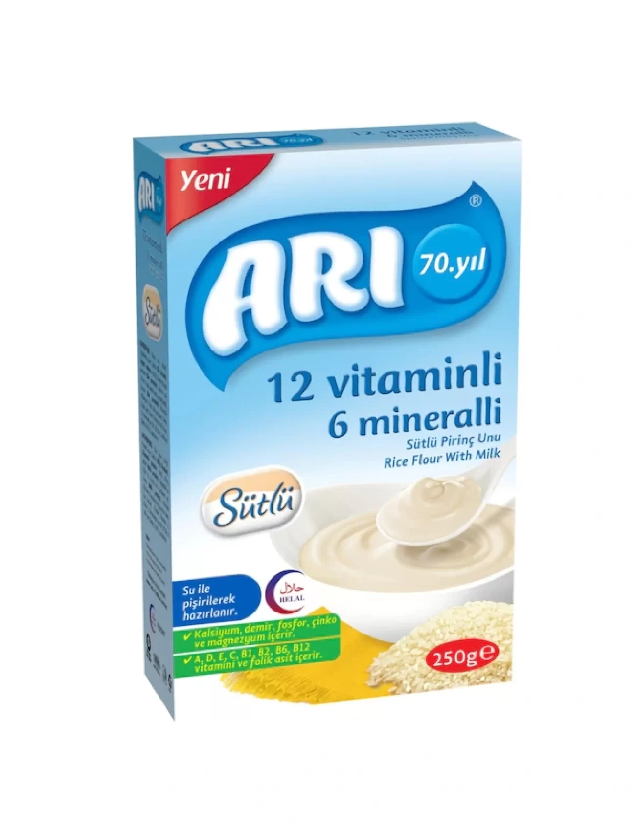 Arı 12 Vitaminli 6 Mineralli Sütlü Pirinç Unu 250 Gr