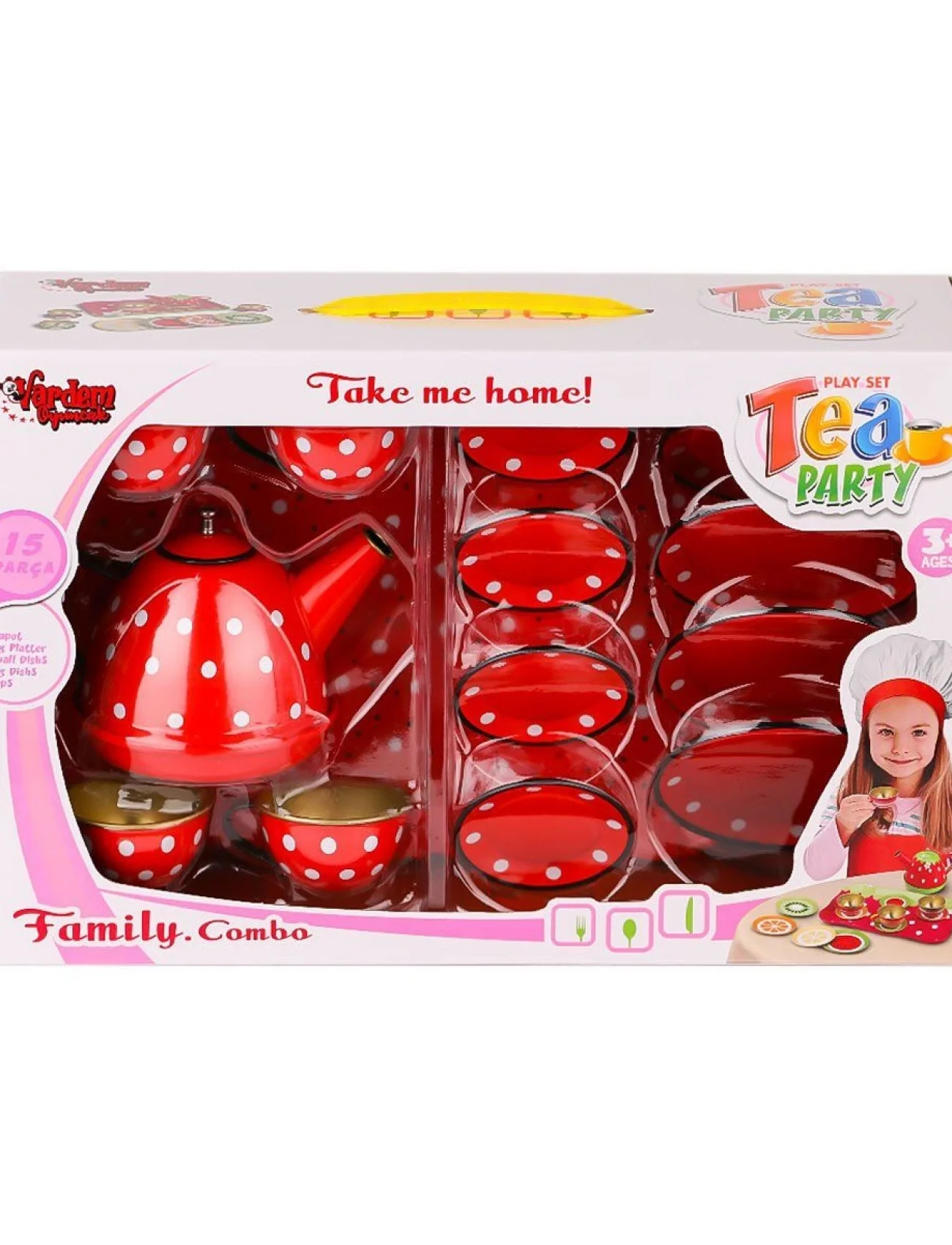 ATF-2020B-2020C Puantiyeli Metal Çay Seti 15 Parça -Vardem Oyuncak