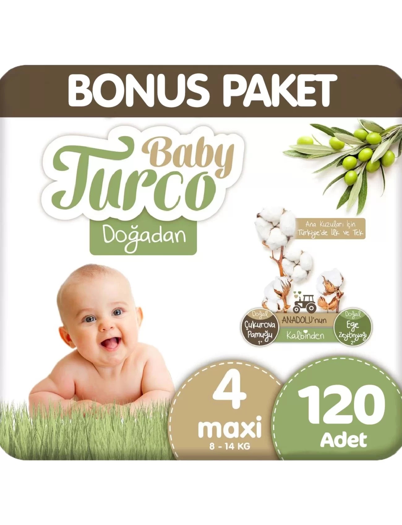 Baby Turco Doğadan Bebek Bezi Bonus Paket No:4 120 Adet