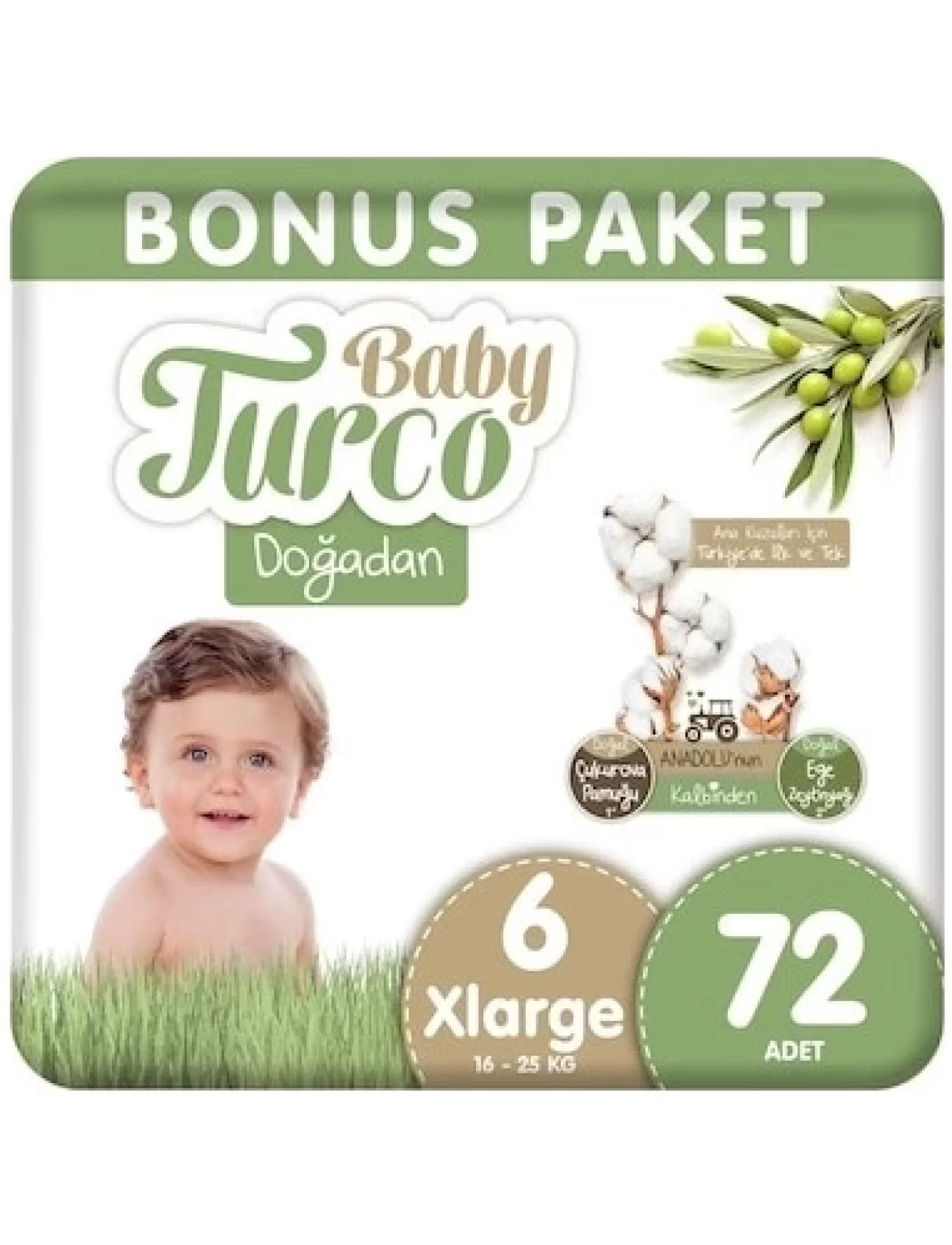 Baby Turco Doğadan Bebek Bezi Bonus Paket No:6 72 Adet