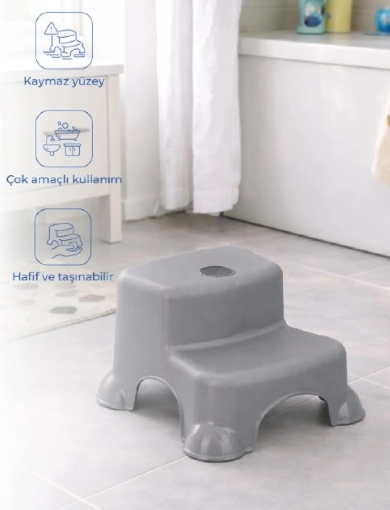 Babyjem Çok Amaçlı Katlı Basamak 516 (yeni) Soft Gri