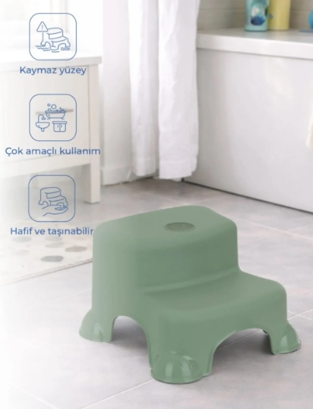 Babyjem Çok Amaçlı Katlı Basamak 516 (yeni) Soft Yeşil