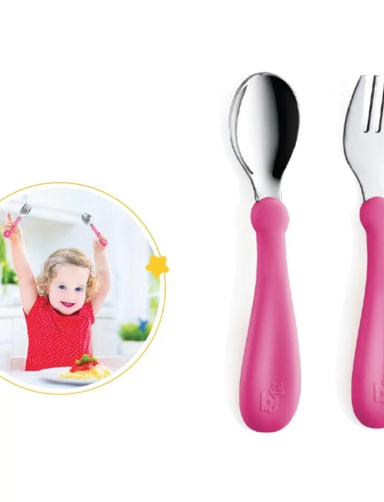BabyJem Paslanmaz Çelik Çatal Kaşık Seti 522 Pembe
