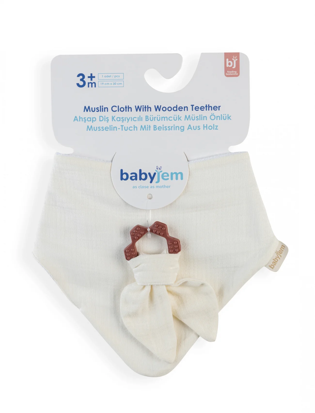 Babyjem Silikon Diş Kaşıyıcılı Müslin Önlük 736 Ekru