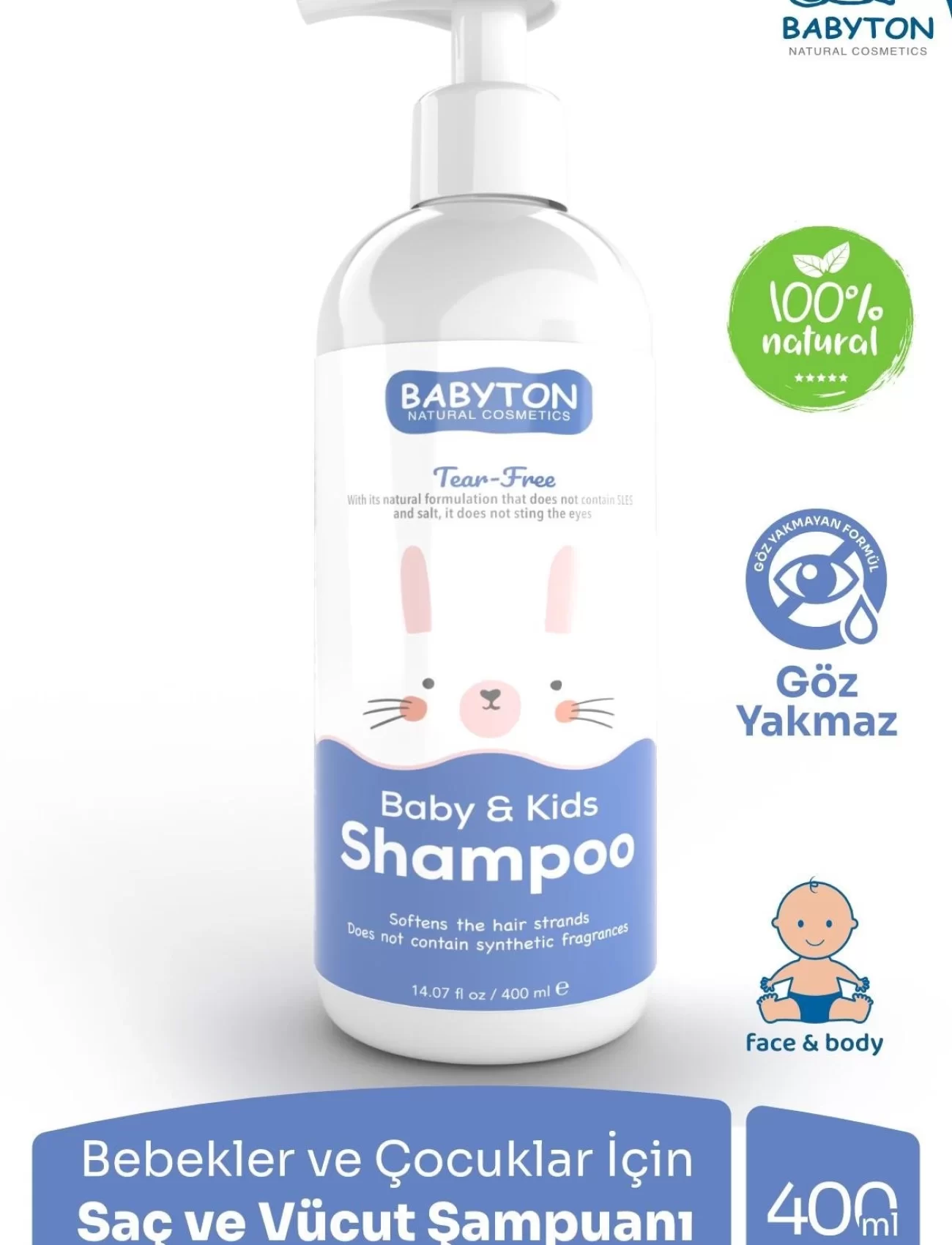 Babyton Göz Yakmayan Doğal Bebek ve Çocuk Şampuanı 400 ml