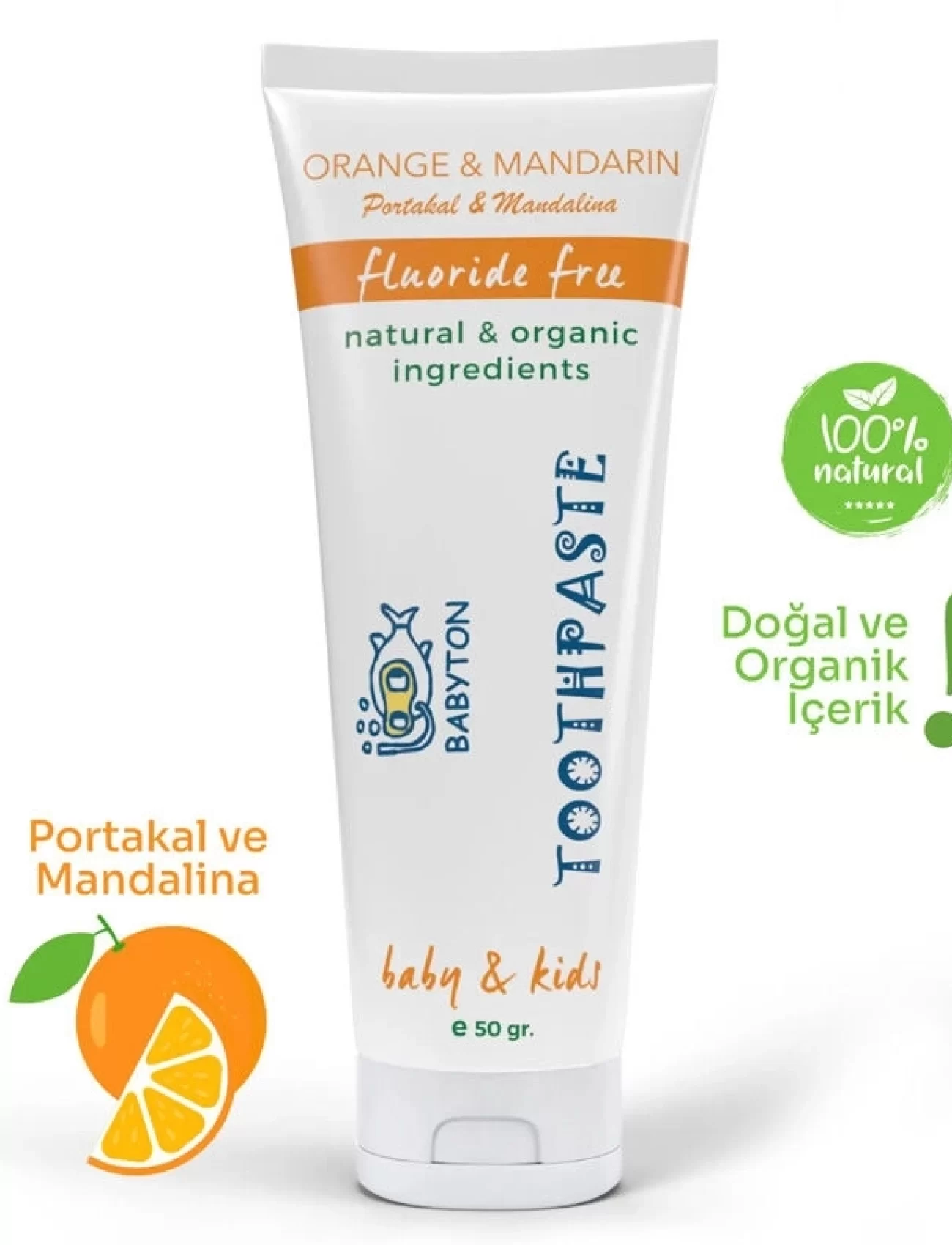 Babyton Organik Doğal Portakal & Mandalina Aromalı Diş Macunu 50 Gr