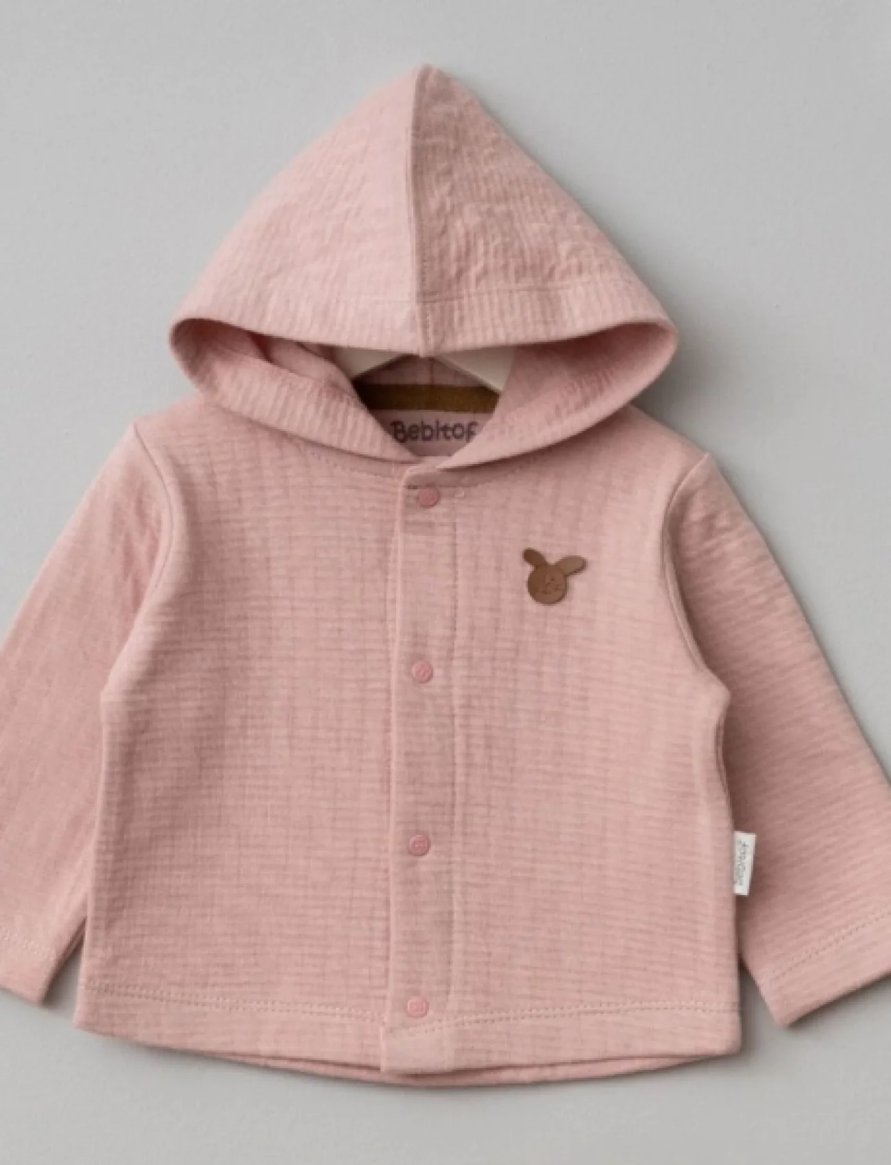 Bebitof Kapüşonlu Bebek Hırka 80153 Pudra