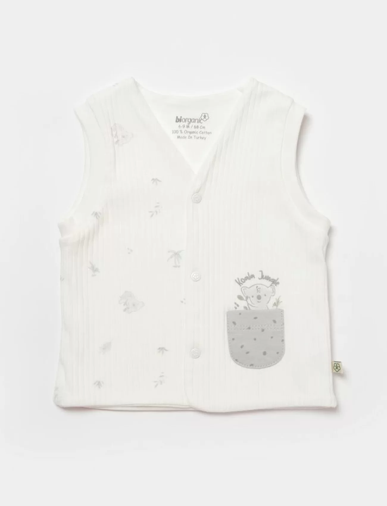 Bibaby Biorganic Koala Jungle Bebek Yelek 61494 Gri