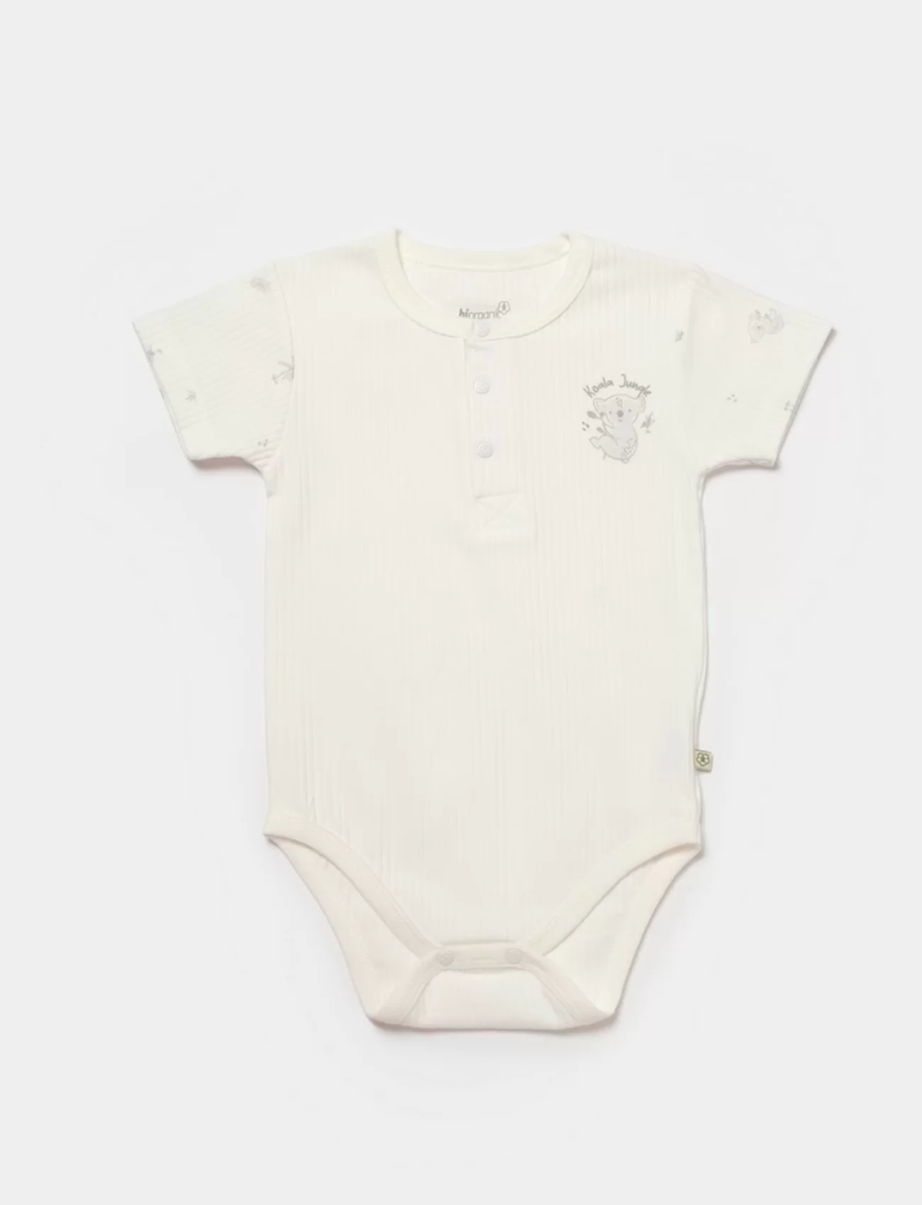 Bibaby Biorganic Koala Jungle Kısa Kol Bebek Body 56972 Gri