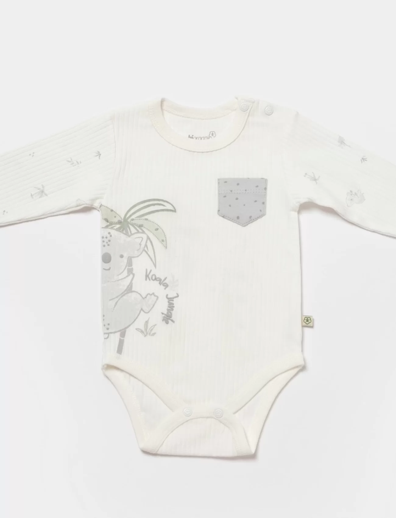 Bibaby Biorganic Koala Jungle Uzun Kol Bebek Body 56969 Gri