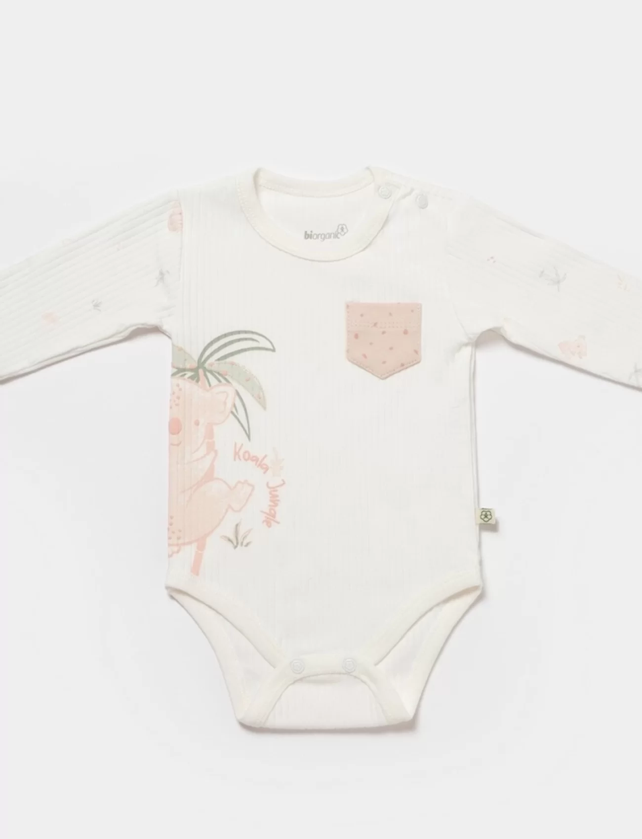 Bibaby Biorganic Koala Jungle Uzun Kol Bebek Body 56969 Pembe