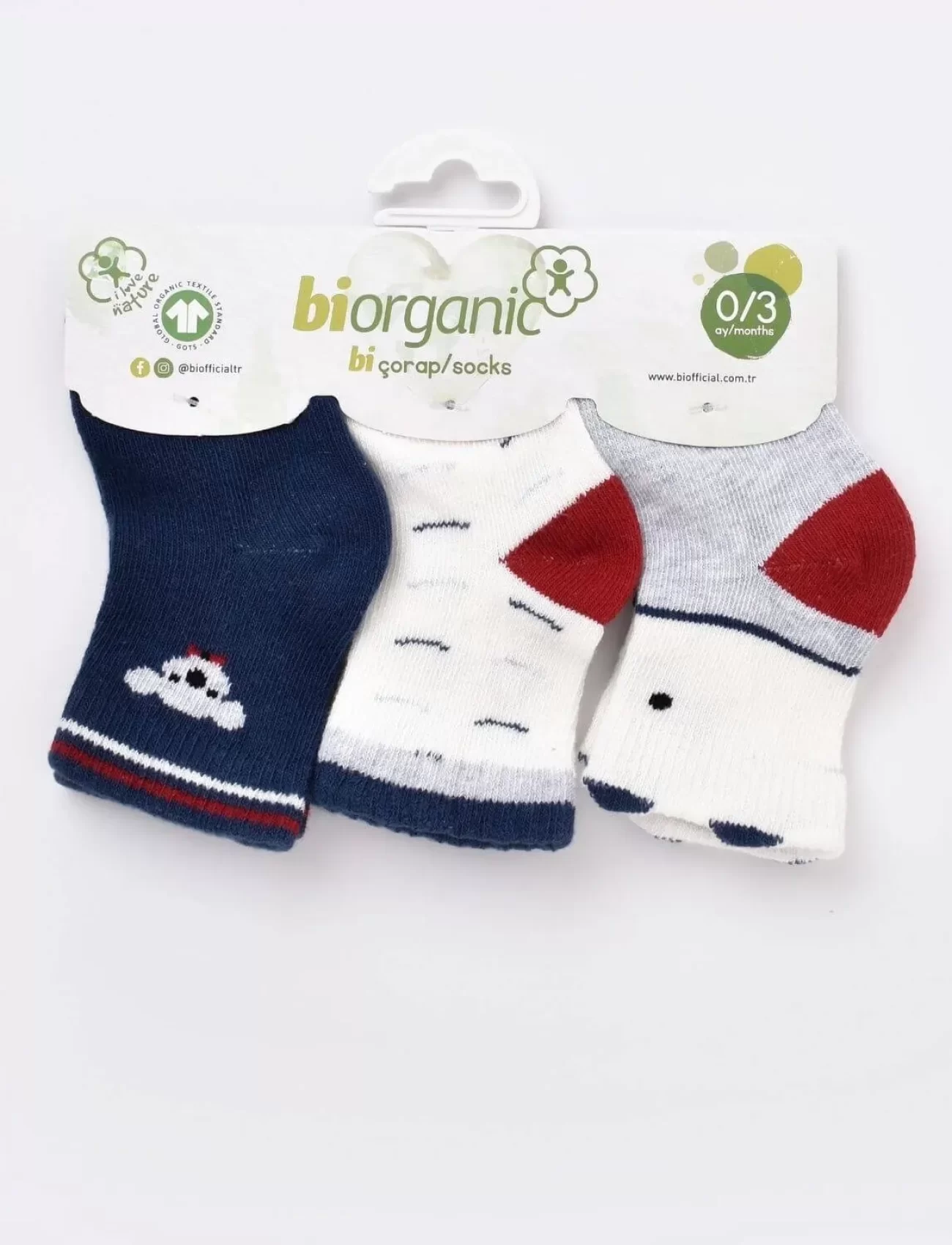 Bibaby Biorganic Papyonlu Koala Erkek 3Lü Çorap 68447 Lacivert