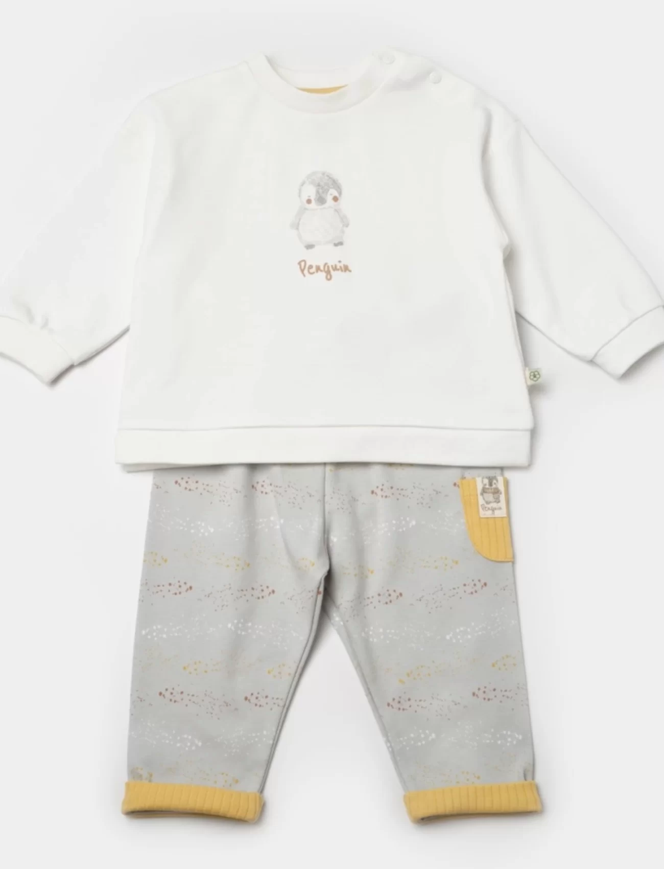 Bibaby Biorganic Penguin Club 2li Bebek Takım 59809 Ekru Gri