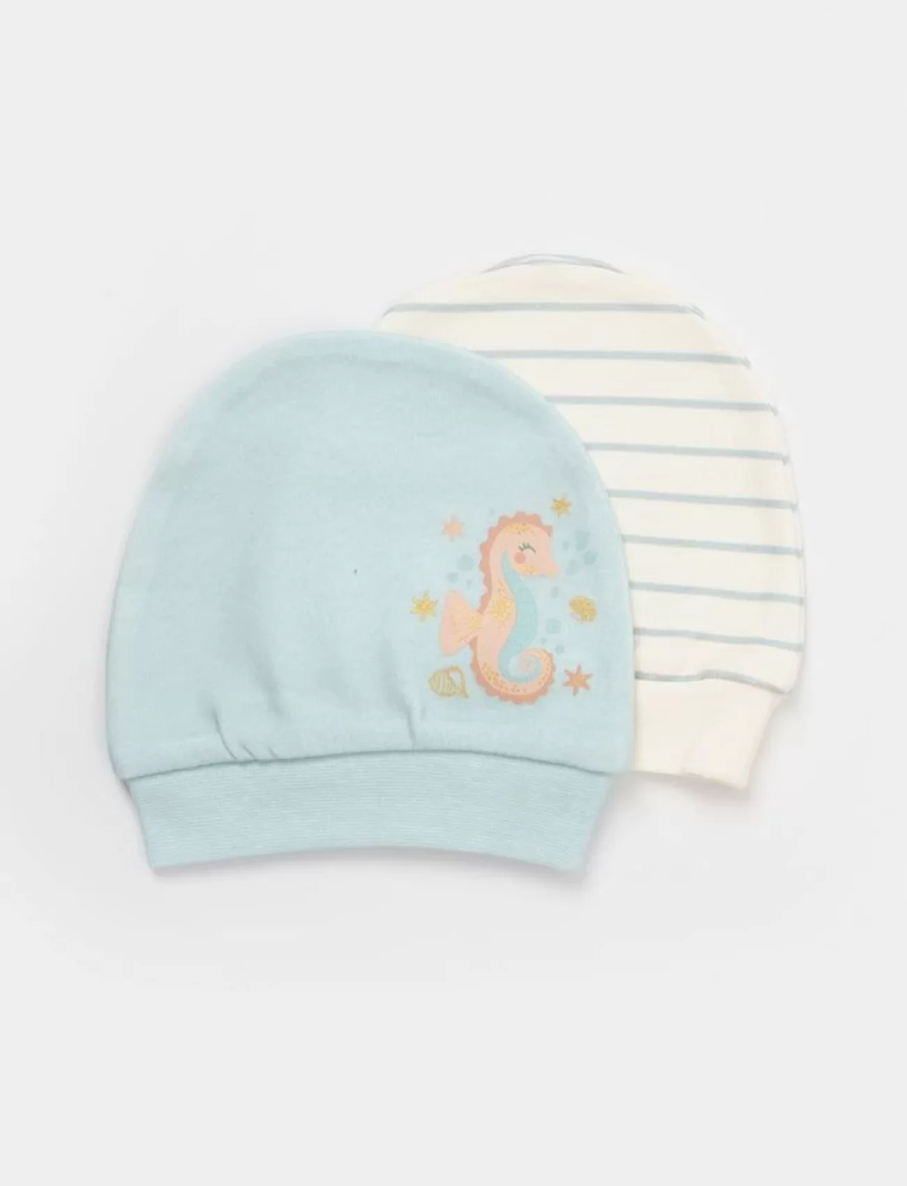 Bibaby Biorganic Save The Seahorse 2Li Bebek Şapka 72231 Bej-Mint