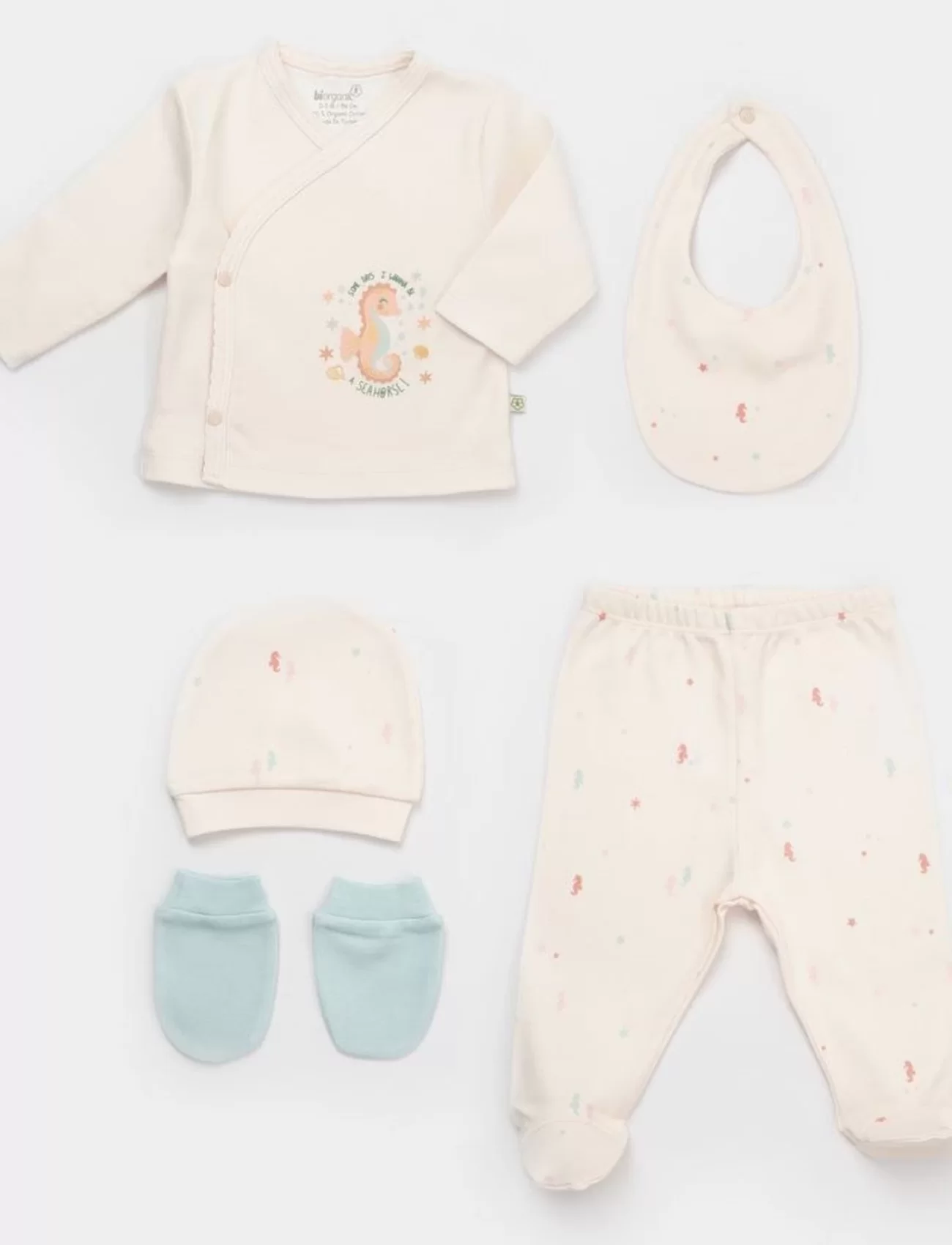 Bibaby Biorganic Save The Seahorse 5Li Hastane Çıkış Seti 62340 Bej-Mint