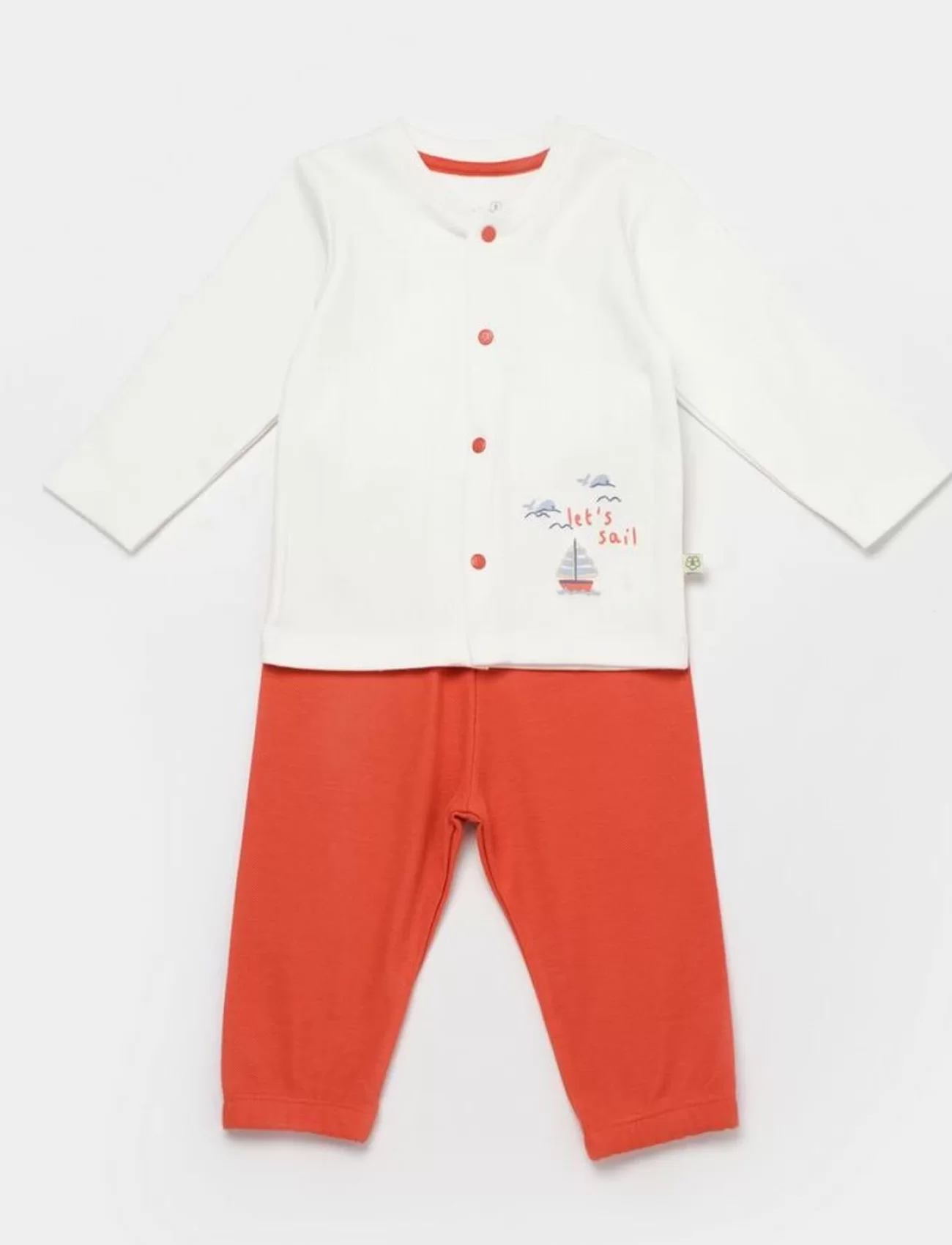 Bibaby Biorganic Sun Lets Sail Bebek Pijama Takımı 59790 Ekru Mavi